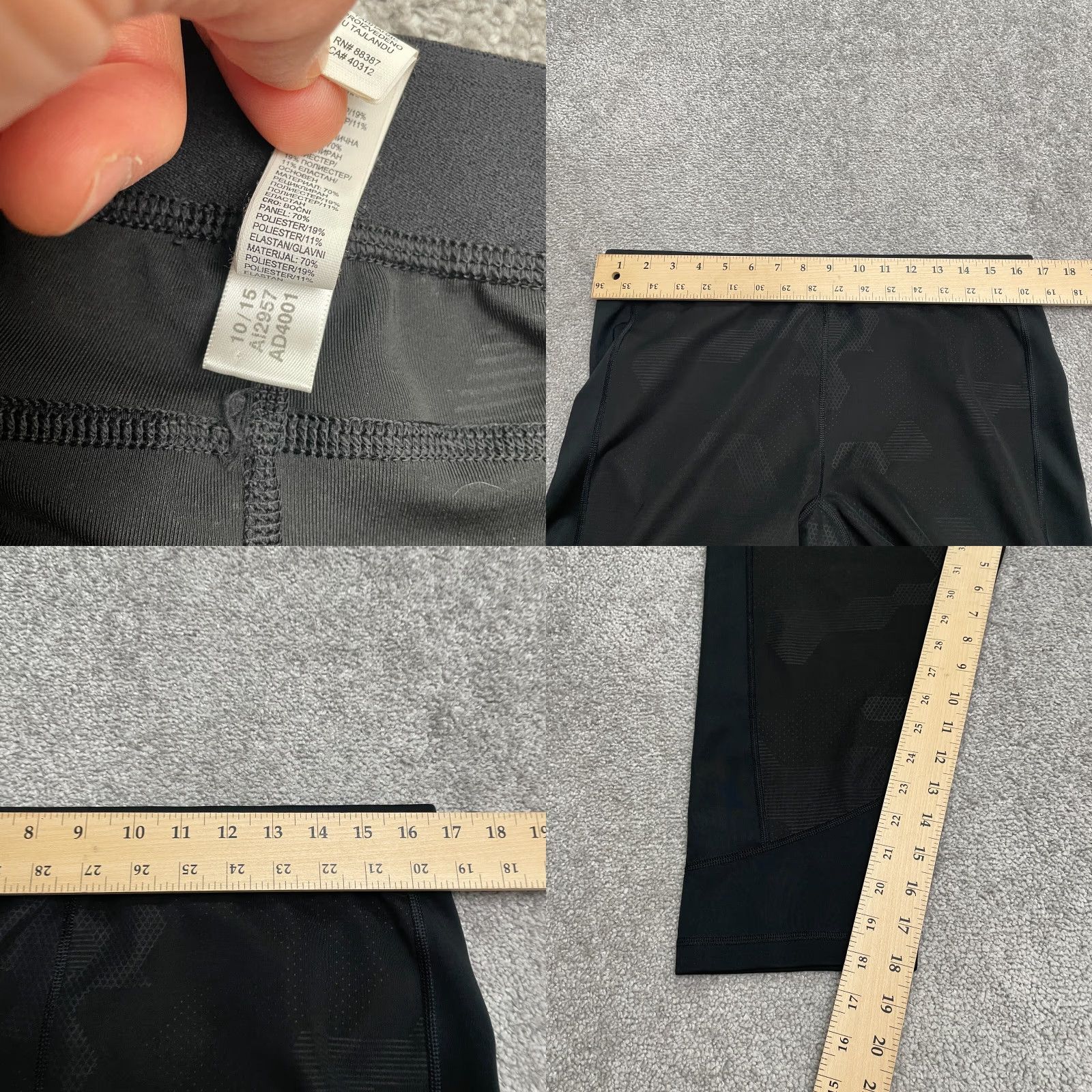 Adidas Adidas Climalite Tech Fit Cropped Leggings Women XL Black Patterned Active 34x18 Size 40" / US 18 - 8 Thumbnail