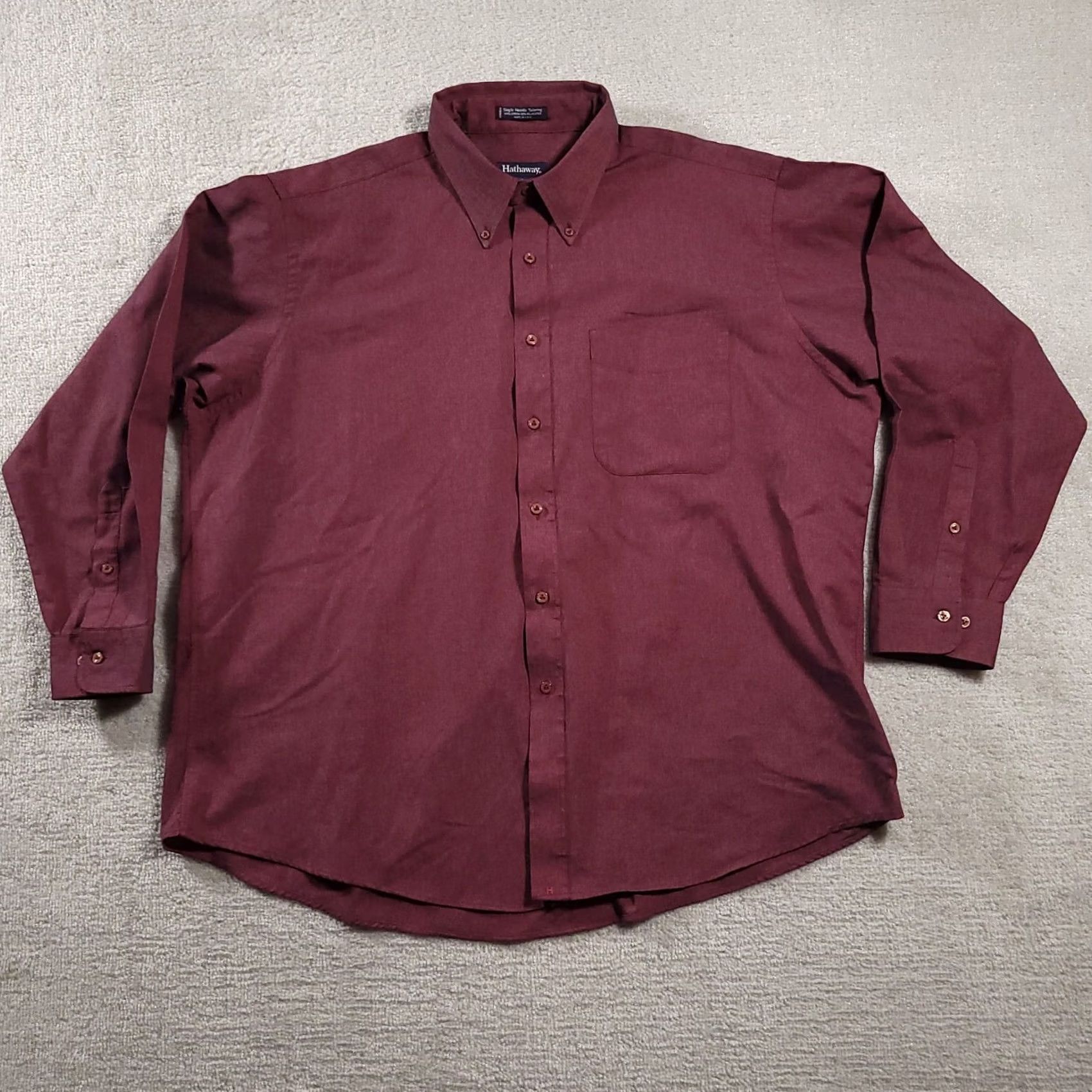 Vintage VINTAGE Button-Down Shirt Mens 18 34/35 Long Sleeve Red Cotton Blend Solid 90s FLAW Size US XXL / EU 58 / 5 - 2 Thumbnail