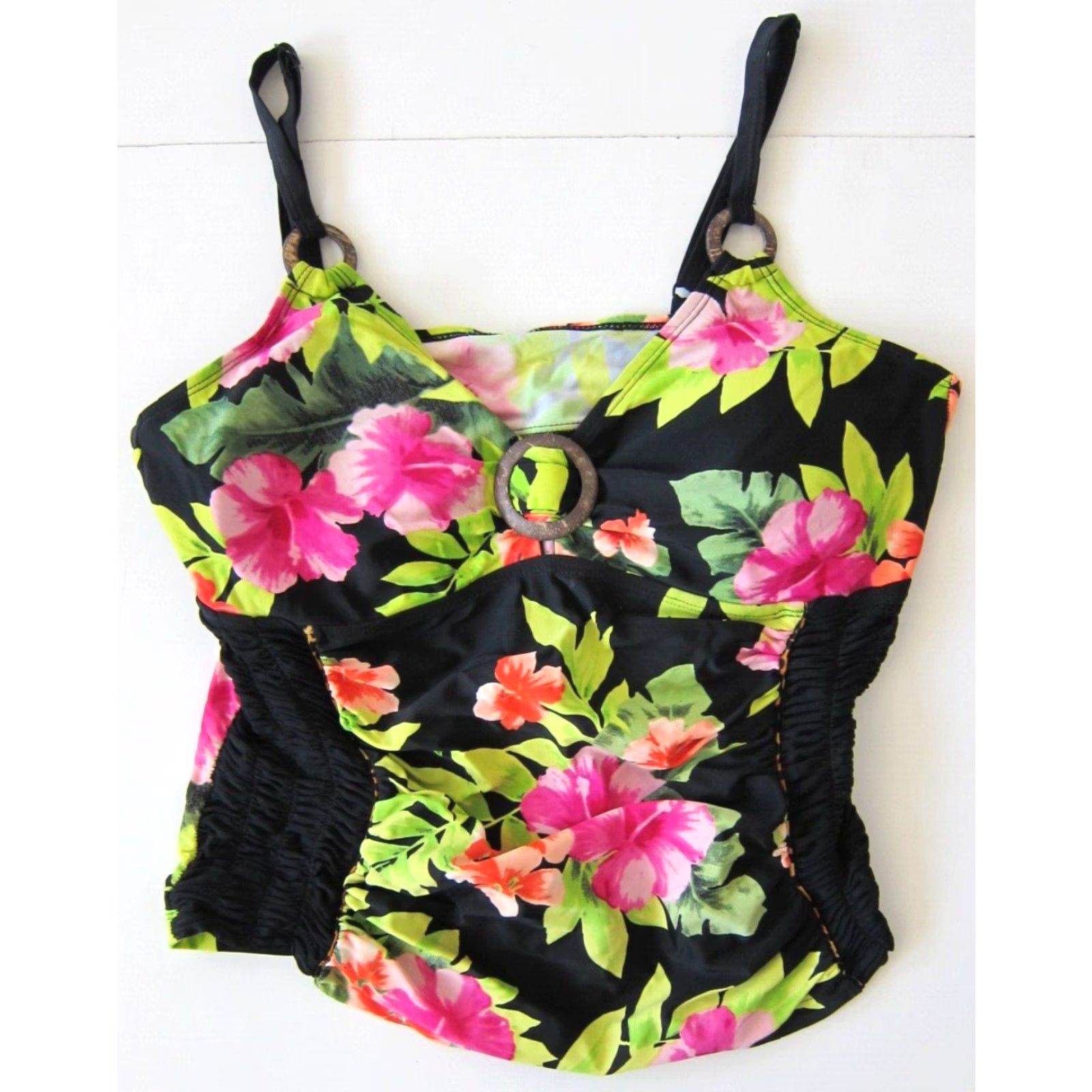 Swims Chuck Handy Swim Tankini Top Built In Bra Floral Black 14 Womens Swimsuit Tankini Top 14 Black Floral Built In Bra Swim Top 14 Womens Size XL / US 12-14 / IT 48-50 - 8 Thumbnail