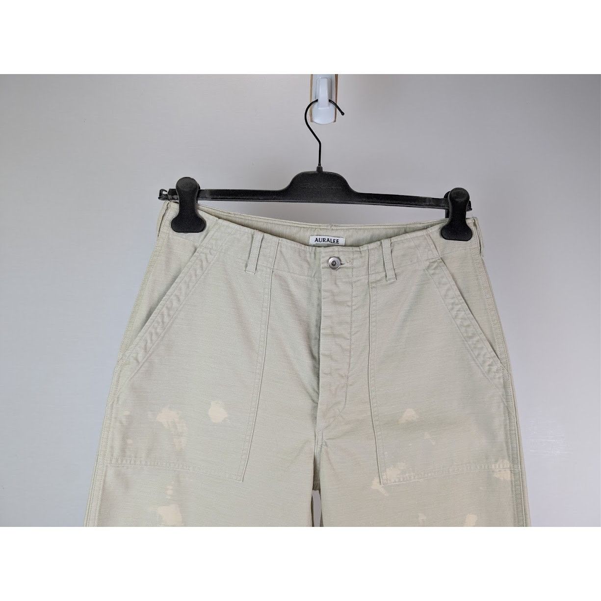 Auralee o1rshd1 Washed Baggy Satin Bleached Baker Pant in Dust Ivory Size US 36 / EU 52 - 3 Thumbnail
