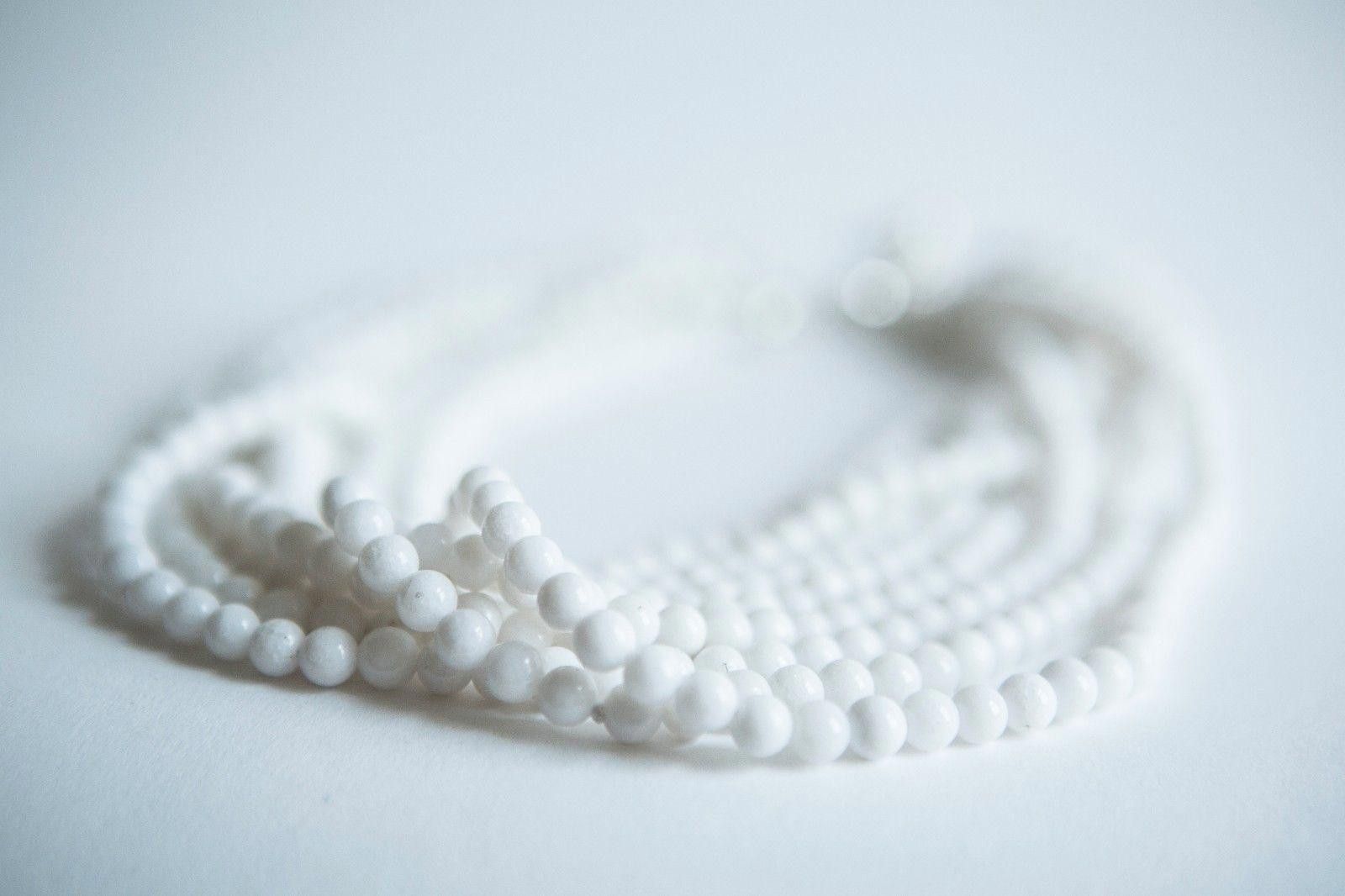 Designer White Jade Beaded Multi Strand Torsade Necklace Size ONE SIZE - 2 Thumbnail