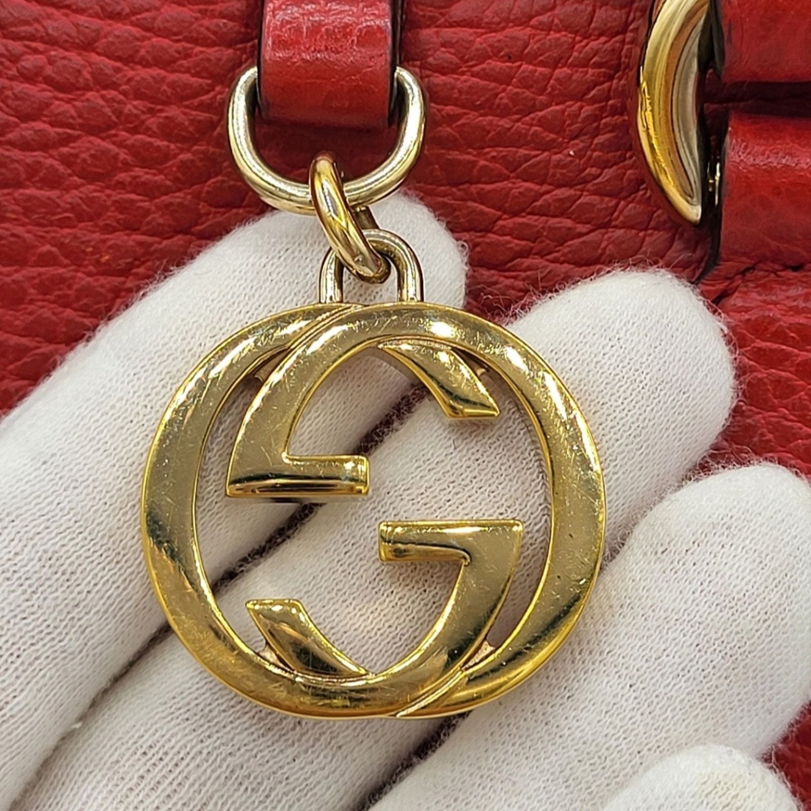 Gucci Gucci Interlocking GG Charm Pebbled Leather Satchel Bag Size ONE SIZE - 10 Thumbnail