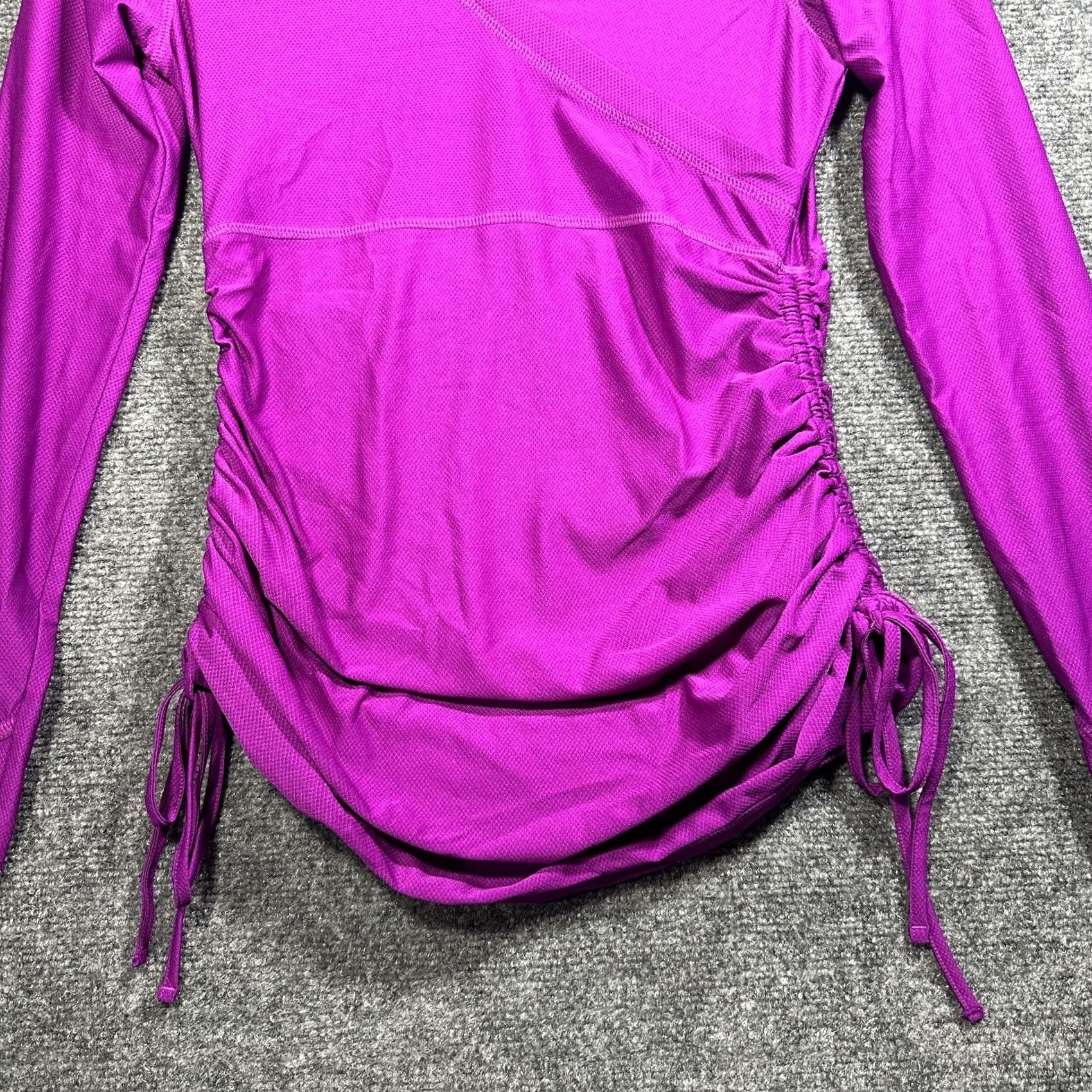 Athleta Athleta Wick It Adjustable Coverup Shirt Top Womens XXS Purple V Neck Stretch Shirt Pullover Activewear Long Sleeve Size XXS / US 00 / IT 34 - 2 Thumbnail