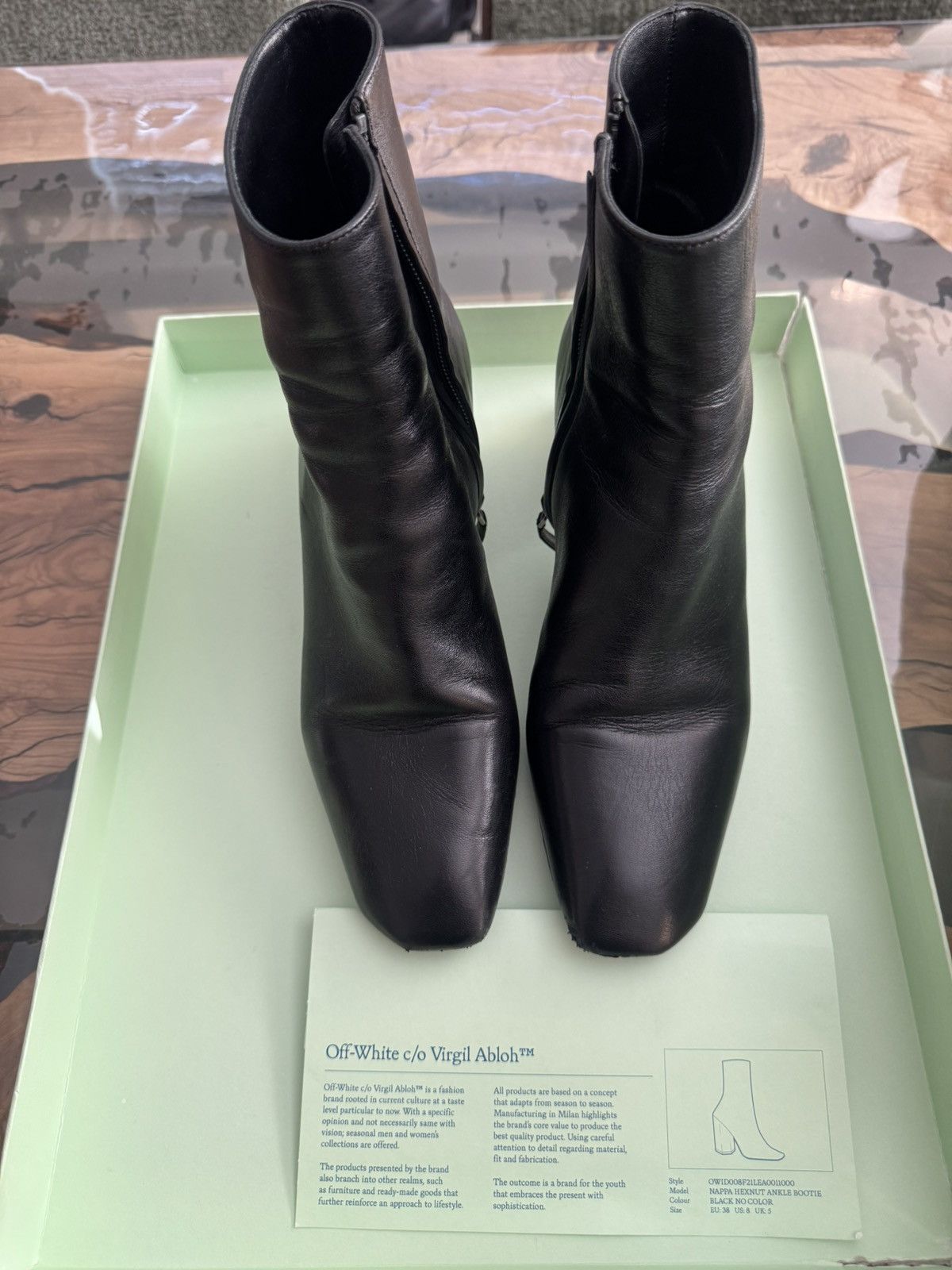 Off-White Off-White Napa Hexnut Ankle Bootie Black Italian Leather Size US 8 / IT 38 - 4 Thumbnail