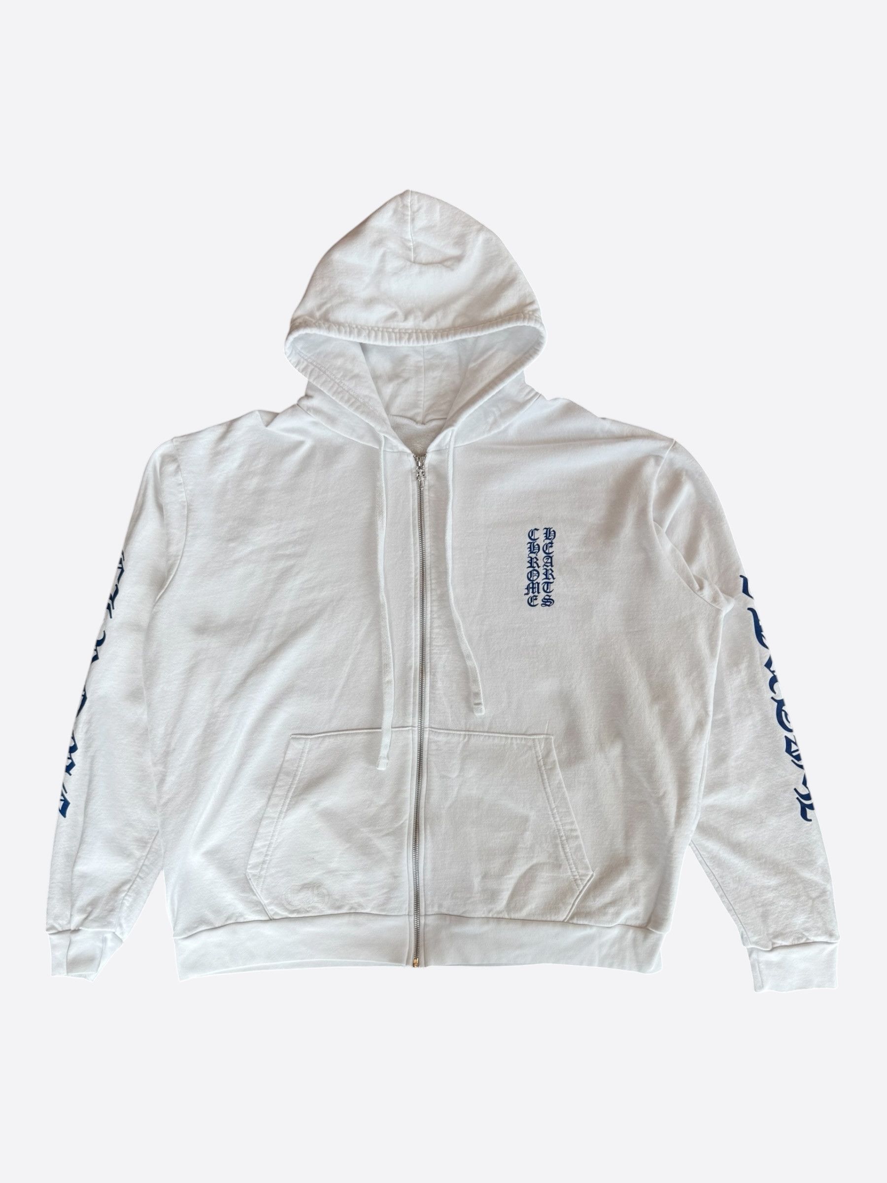 Chrome Hearts Chrome Hearts White & Blue Script Logo Zip Up Hoodie Size US XL / EU 56 / 4 - 1 Thumbnail