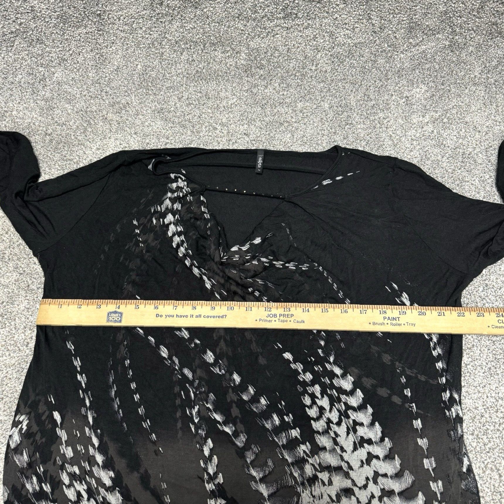 Vintage Avant Garde Edlista Blouse Womens 1X Plus Long Sleeve Black Abstract Draped Whimsigoth Fairy Grunge Y2K Size XL / US 12-14 / IT 48-50 - 5 Thumbnail