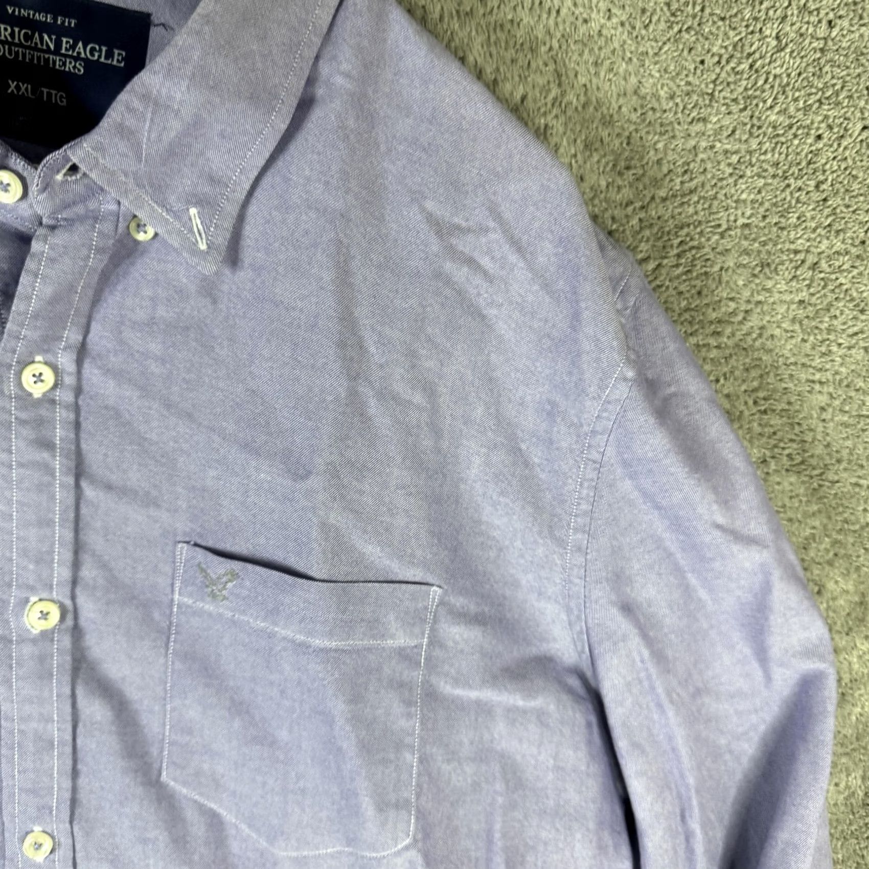 American Eagle Outfitters VINTAGE American Eagle Outfitters Shirt Mens 2XL Purple Solid Button-Front Long Sleeve Size US XXL / EU 58 / 5 - 4 Thumbnail