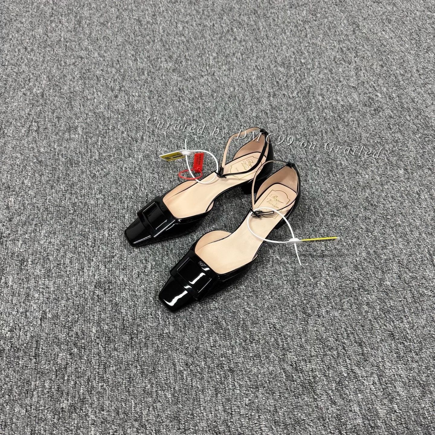 Roger Vivier Roger RV Patent Leather Square Buckle Low-Heel Sandals Size US 8 / IT 38 - 1 Thumbnail