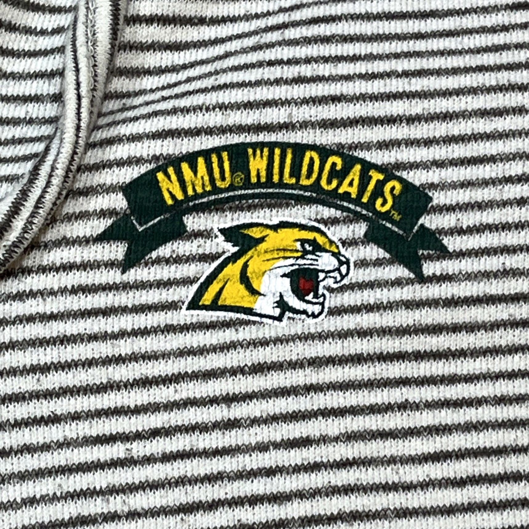 Vintage NMU WILDCATS GRAY striped Zip hoodie Jacket MED Northern Michigan MED sweatshirt Size M / US 6-8 / IT 42-44 - 5 Thumbnail