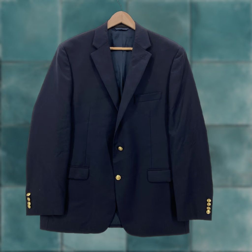 Ralph Lauren Lauren Ralph Lauren Blazer Mens 42R Navy Wool Blend Two Button Button Coat Jacket -Notch Lapel- Navy Blue Size 42R - 1 Thumbnail