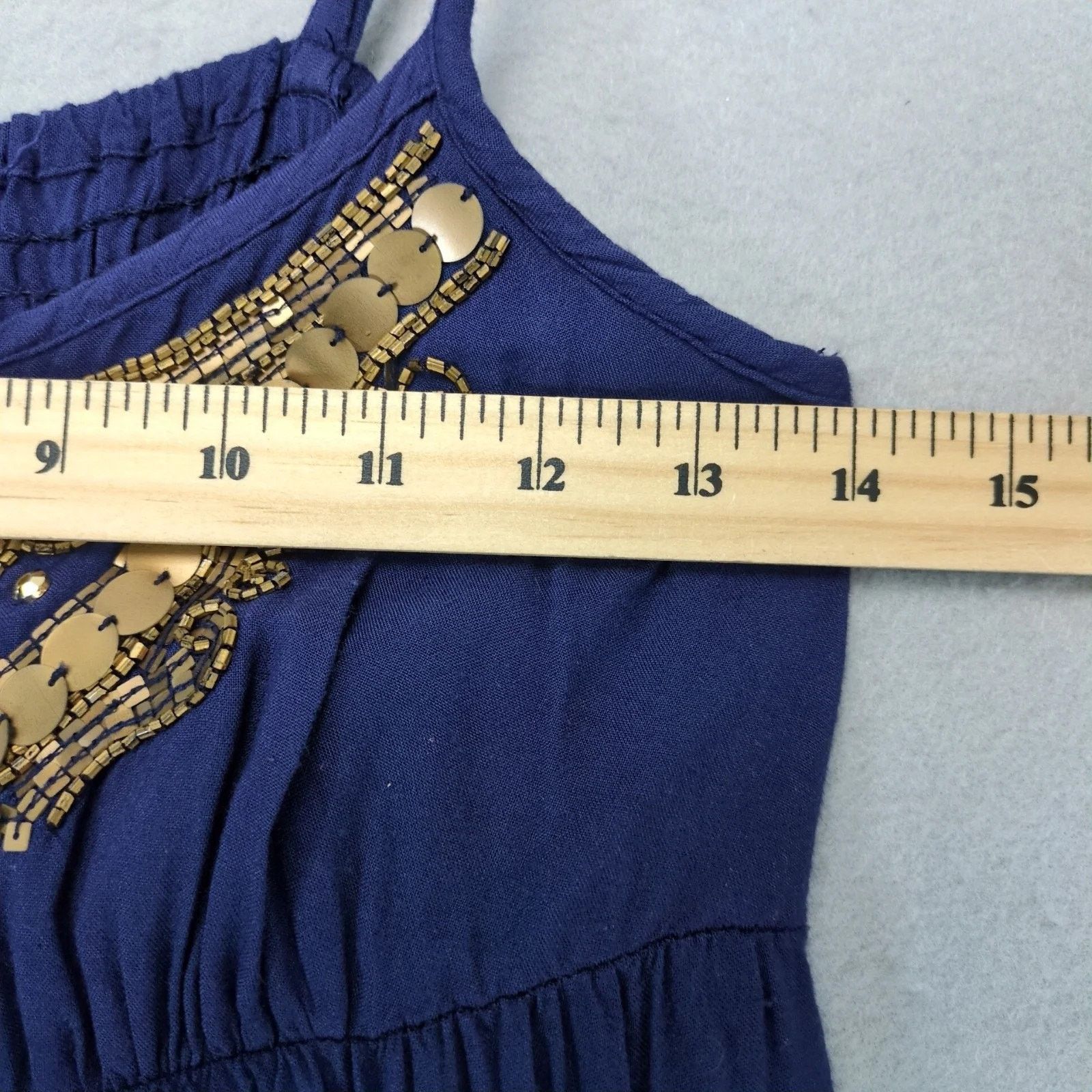 Other Charlotte Russe Navy Tiered Maxi Dress S Brass Beads Size S / US 4 / IT 40 - 8 Thumbnail