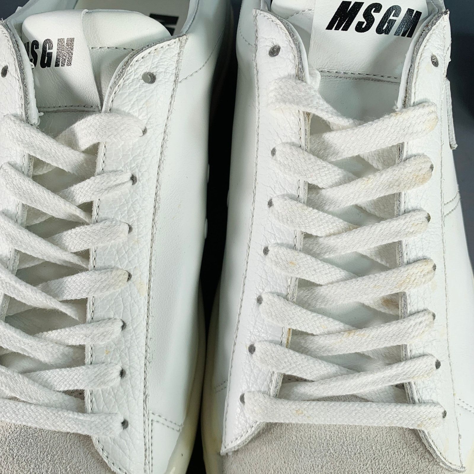 MSGM Size 8 White Leather Suede Trim Lace-Up Low Top Sneakers Size US 8 / EU 41 - 9 Thumbnail