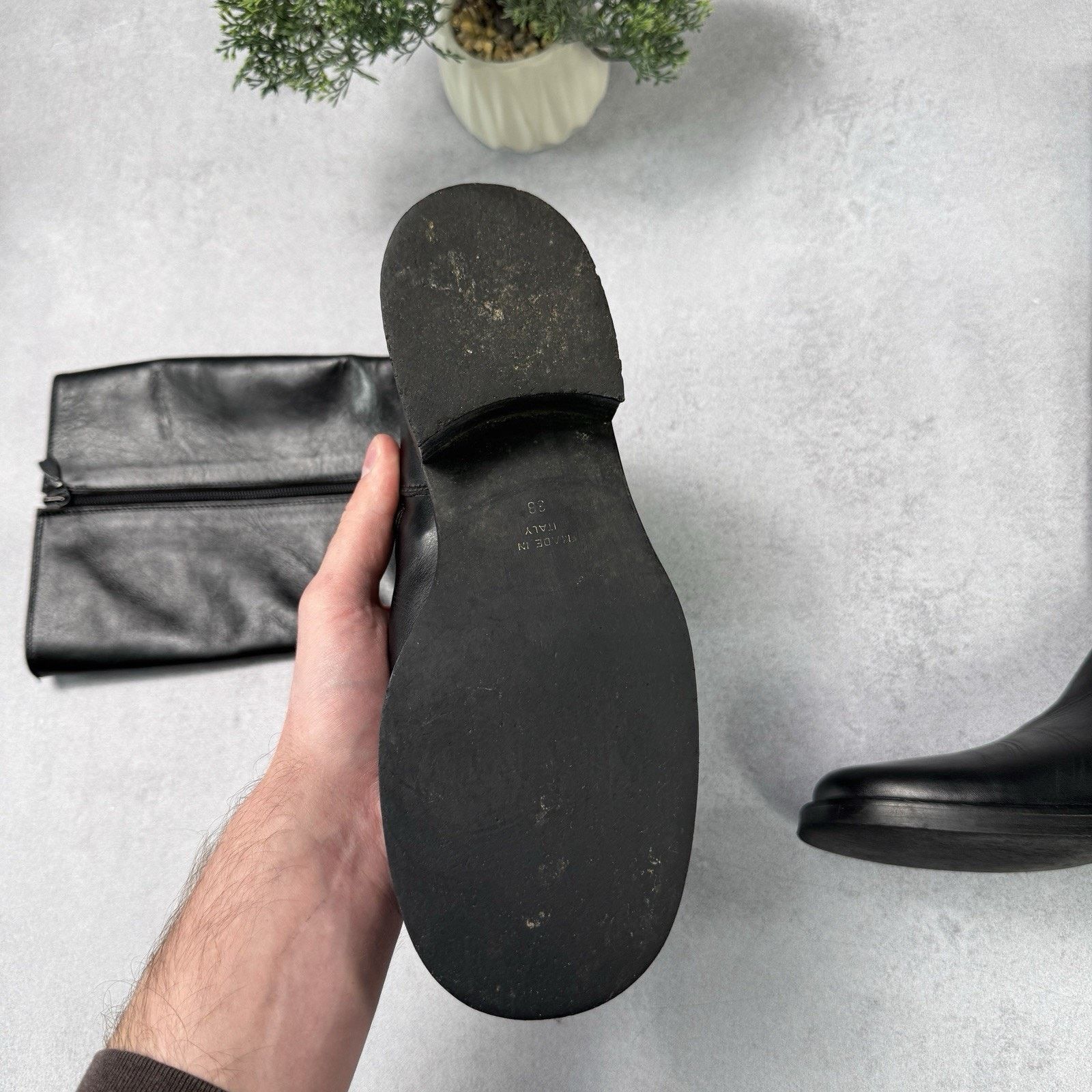 Max Mara MAX MARA Leather Women High Black boots Black Size 38 US 8 Size US 8 / IT 38 - 11 Thumbnail