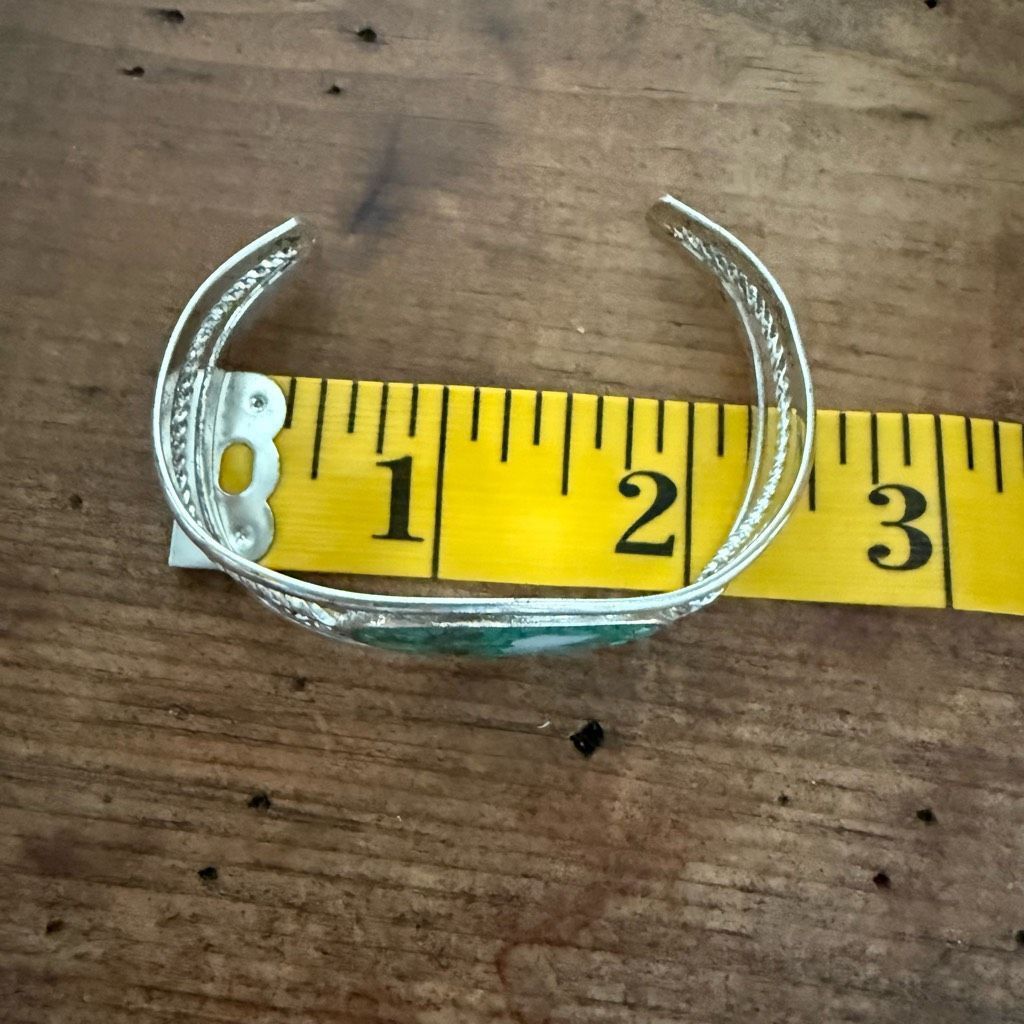 Vintage Vintage Alpaca Mexico Silver Abalone Crushed Turquoise Cuff Size ONE SIZE - 5 Thumbnail