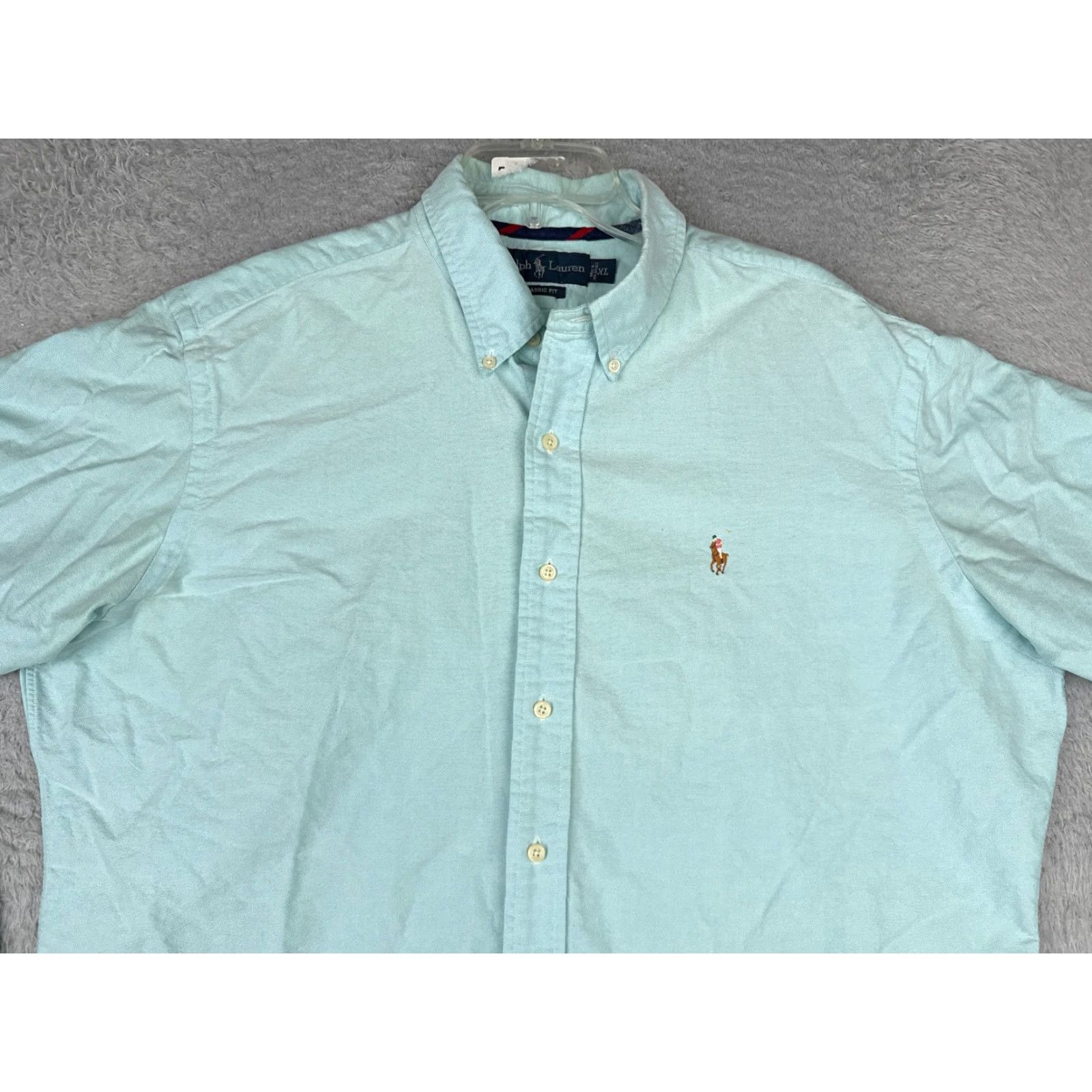 Polo Ralph Lauren VINTAGE Polo Ralph Lauren Shirt Men XL Blue Button-Up Cotton Long Sleeve Solid, Pocketed, Collared, Regular Fit, Wool? Size US XL / EU 56 / 4 - 4 Thumbnail