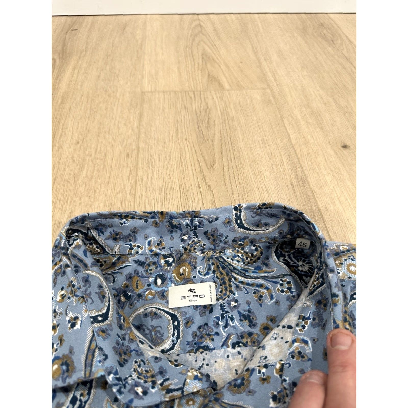 Etro NWT Etro Button-Down Dress Shirt Size 46 Blue/Multi Paisley Print Mens Shirt 46 Blue Paisley ETRO Dress Shirt Size 46R - 7 Thumbnail