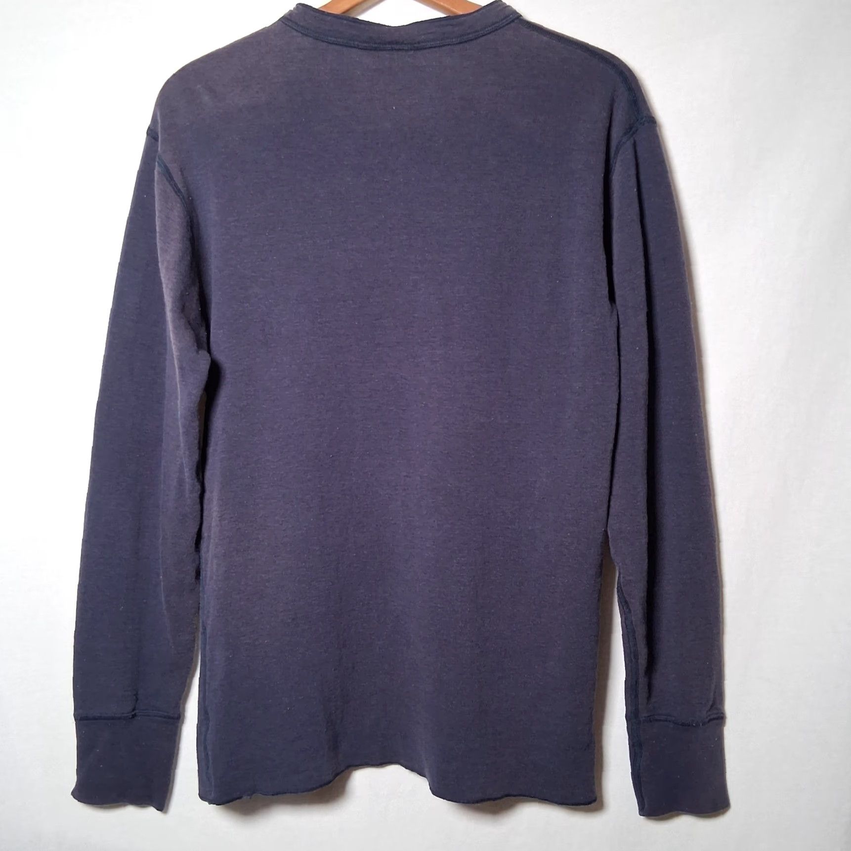 Vintage LL Bean River Driver Shirt Men S Henley Blue Distressed Workwear Wool Blend Button-Up Knit Long Sleeve Cowboy? (Oops) Size US S / EU 44-46 / 1 - 2 Thumbnail