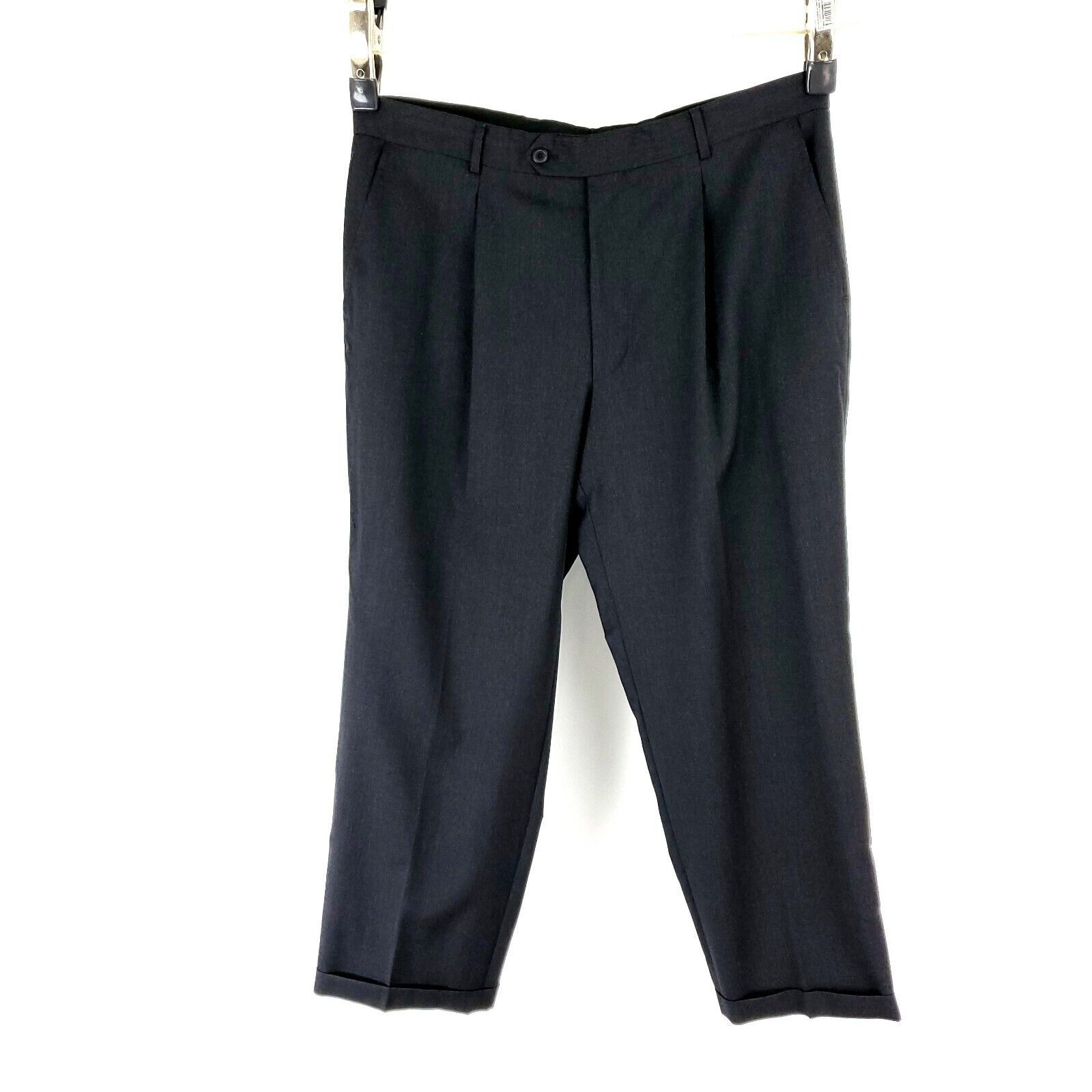 Hugo Boss Hugo Boss Wool Dress Pants Dr Hook 38/29 Gray Pleated Cuffed Size 38R - 6 Thumbnail