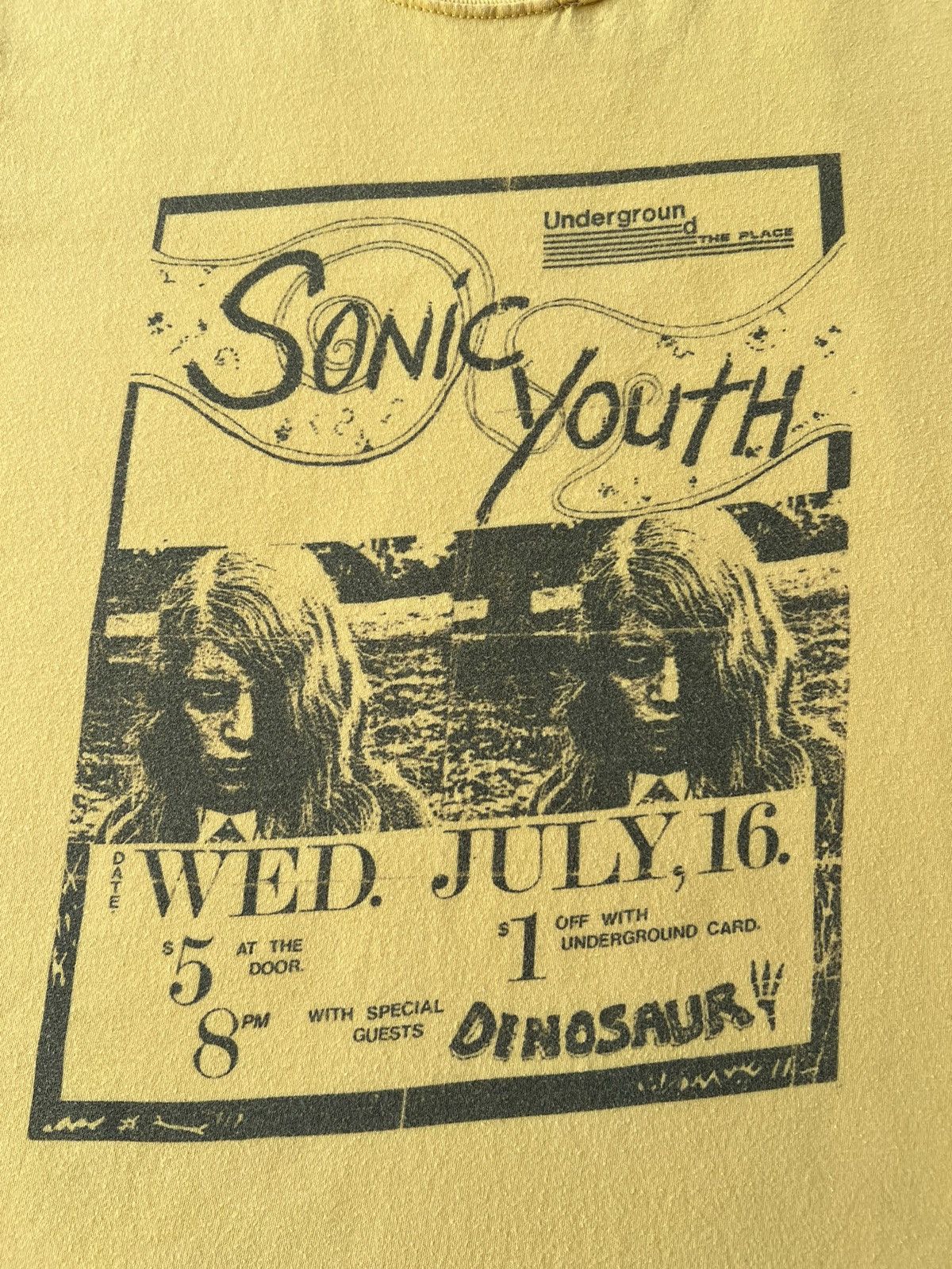 Band Tees Vintage 2000s Sonic Youth Promo Y2k Yellow T-shirt Size US L / EU 52-54 / 3 - 4 Thumbnail