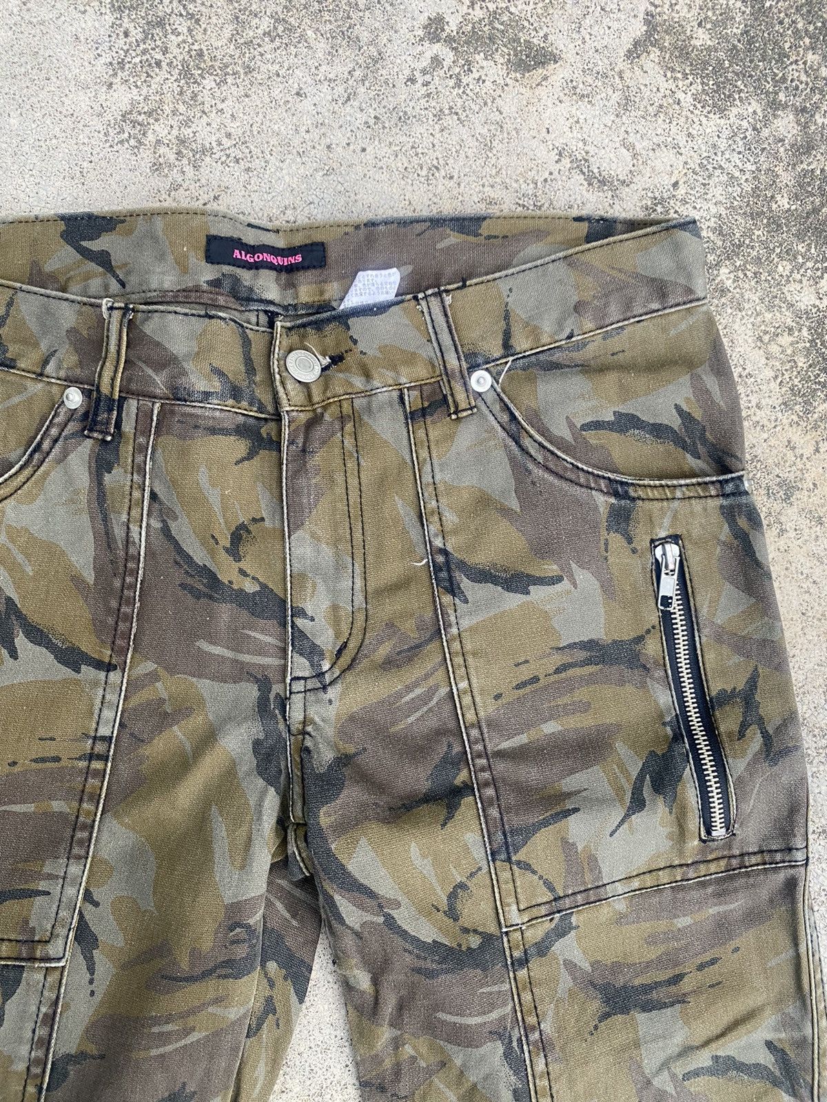 Japanese Brand Flare Jeans Algonquins Camo Zipper Bootcut Size US 31 - 9 Thumbnail