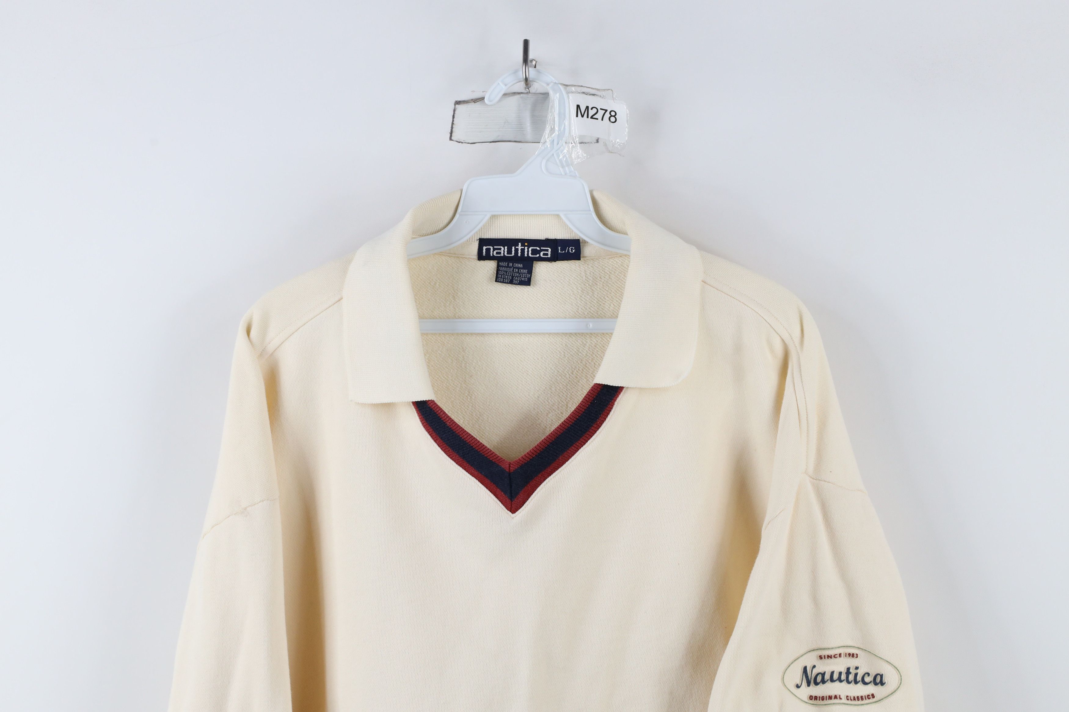 Nautica × Vintage Vintage 90s Nautica Spell French Terry Collared Sweatshirt Size US L / EU 52-54 / 3 - 2 Thumbnail
