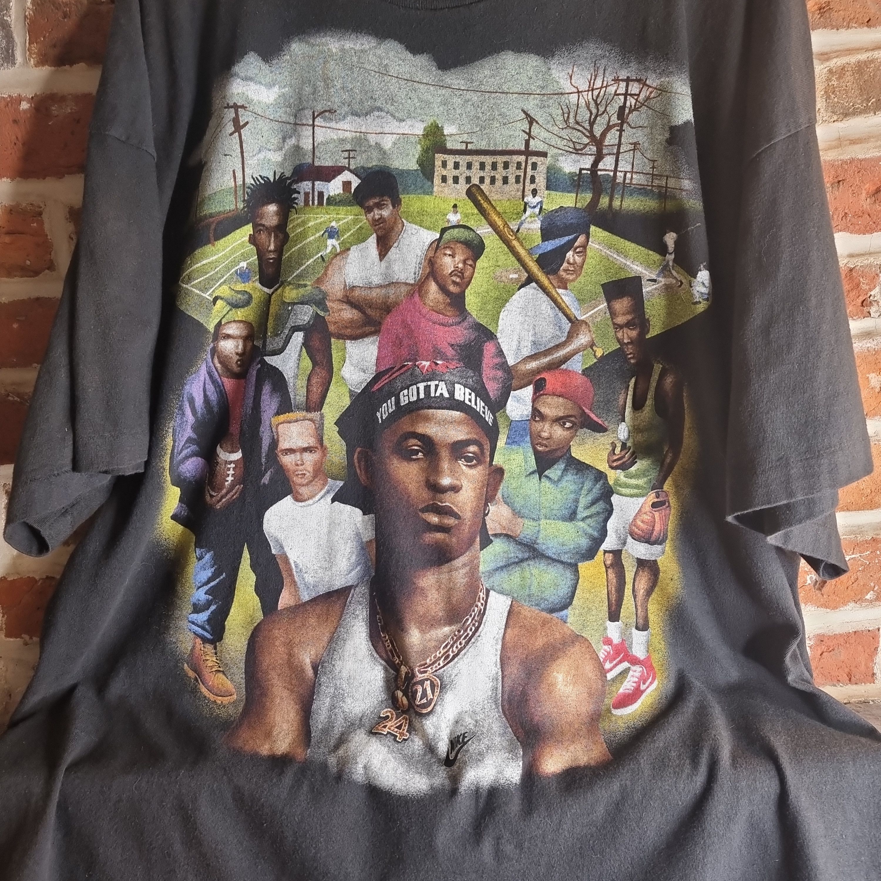 image of Vintage Nike X Deion Sanders Single Stitch T Shit in Black, Men's (Size 2XL)