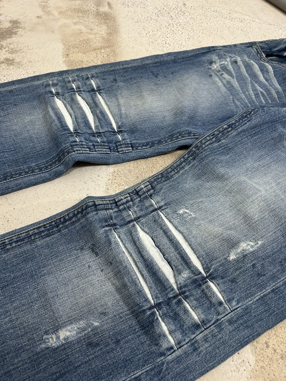 Japanese Brand Cook Jeans Baggy Distressed Denim Knee Panel Whisker Stacked Size US 31 - 9 Thumbnail