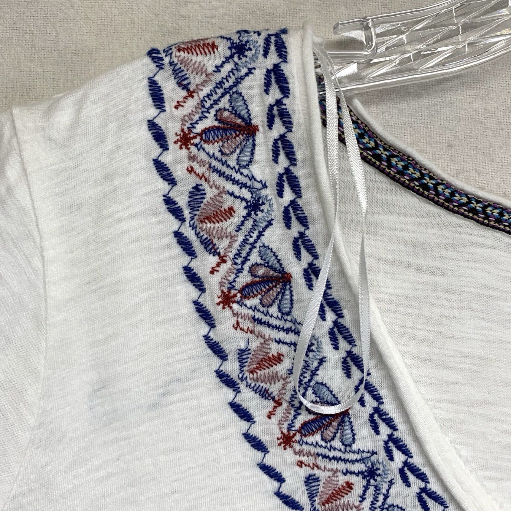 Vintage VINTAGE Knox Rose Women's Blouse 2XL Short Sleeve Floral Embroidered Bohemian Cotton Modal Sheer All Seasons Size XXL / US 16-18 / IT 52-54 - 6 Thumbnail