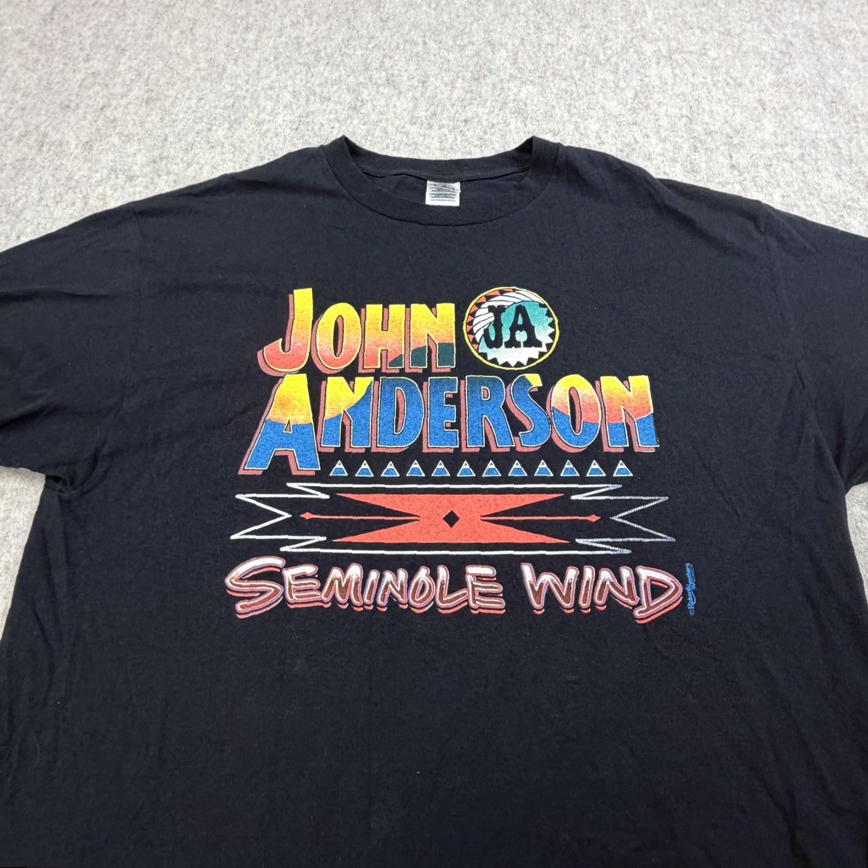 Delta VINTAGE John Anderson Shirt Mens XL Black Seminole Wind Country Tour 90s Size US XL / EU 56 / 4 - 3 Thumbnail