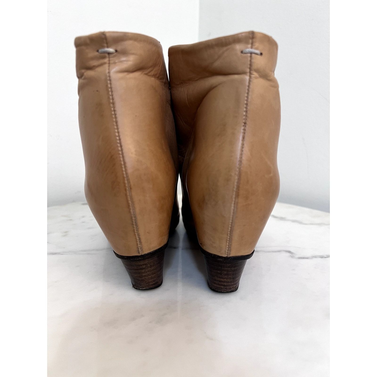 Maison Margiela VINTAGE Margiela Line 22 Tan Leather Open Toe Booties EU37.5 Size US 7.5 / IT 37.5 - 3 Thumbnail