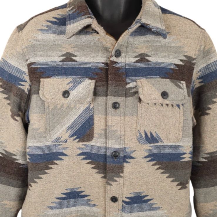 Vintage JACHS New York Wool Aztec Jacket Mens M Beige Sherpa Lined Shacket Size US M / EU 48-50 / 2 - 2 Thumbnail
