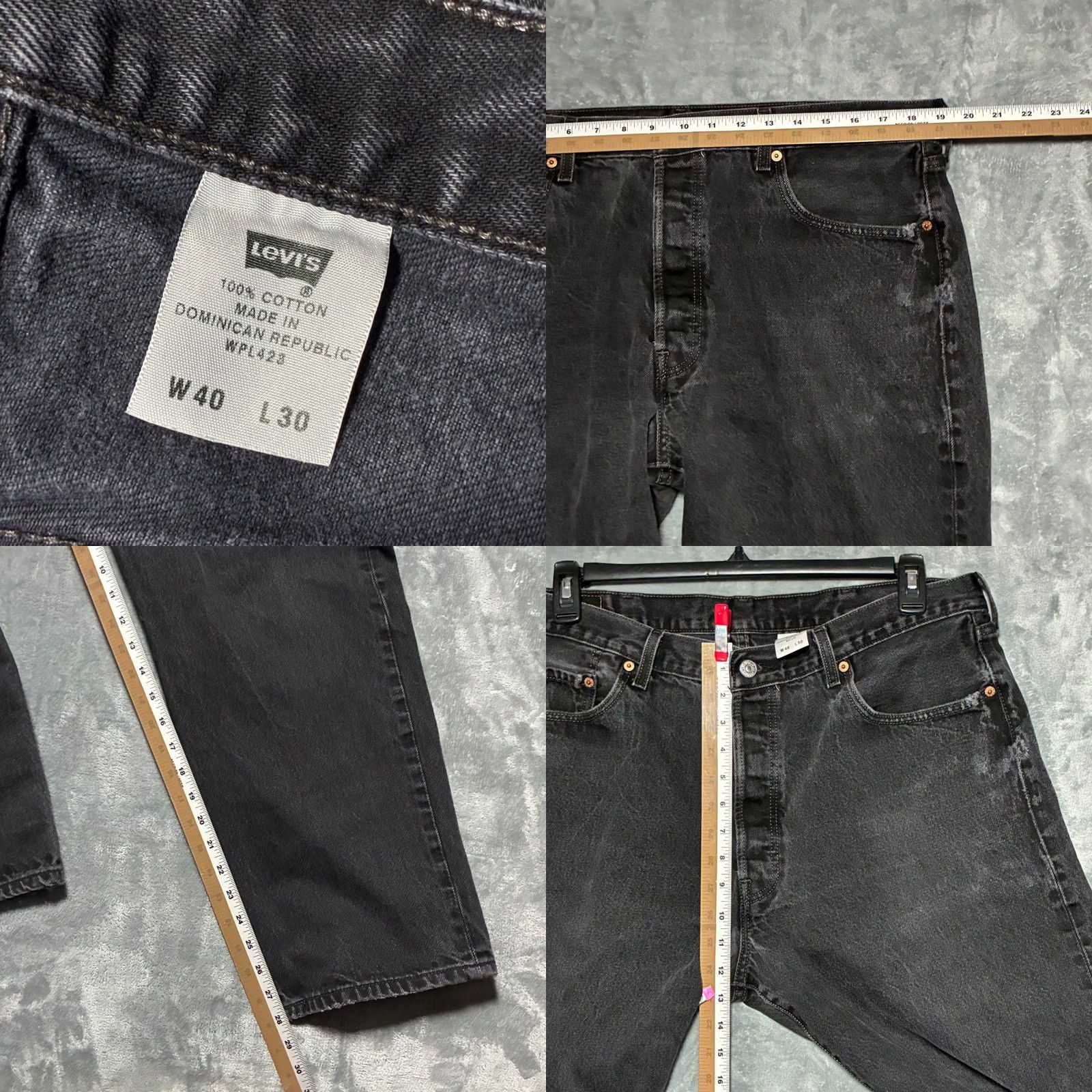 Levi's VINTAGE Levi's 501 Mens Jeans Black Straight Leg Button Fly 40x30 Faded Original Fit Grunge Punk Rock Retro Mens Size US 40 / EU 56 - 8 Thumbnail