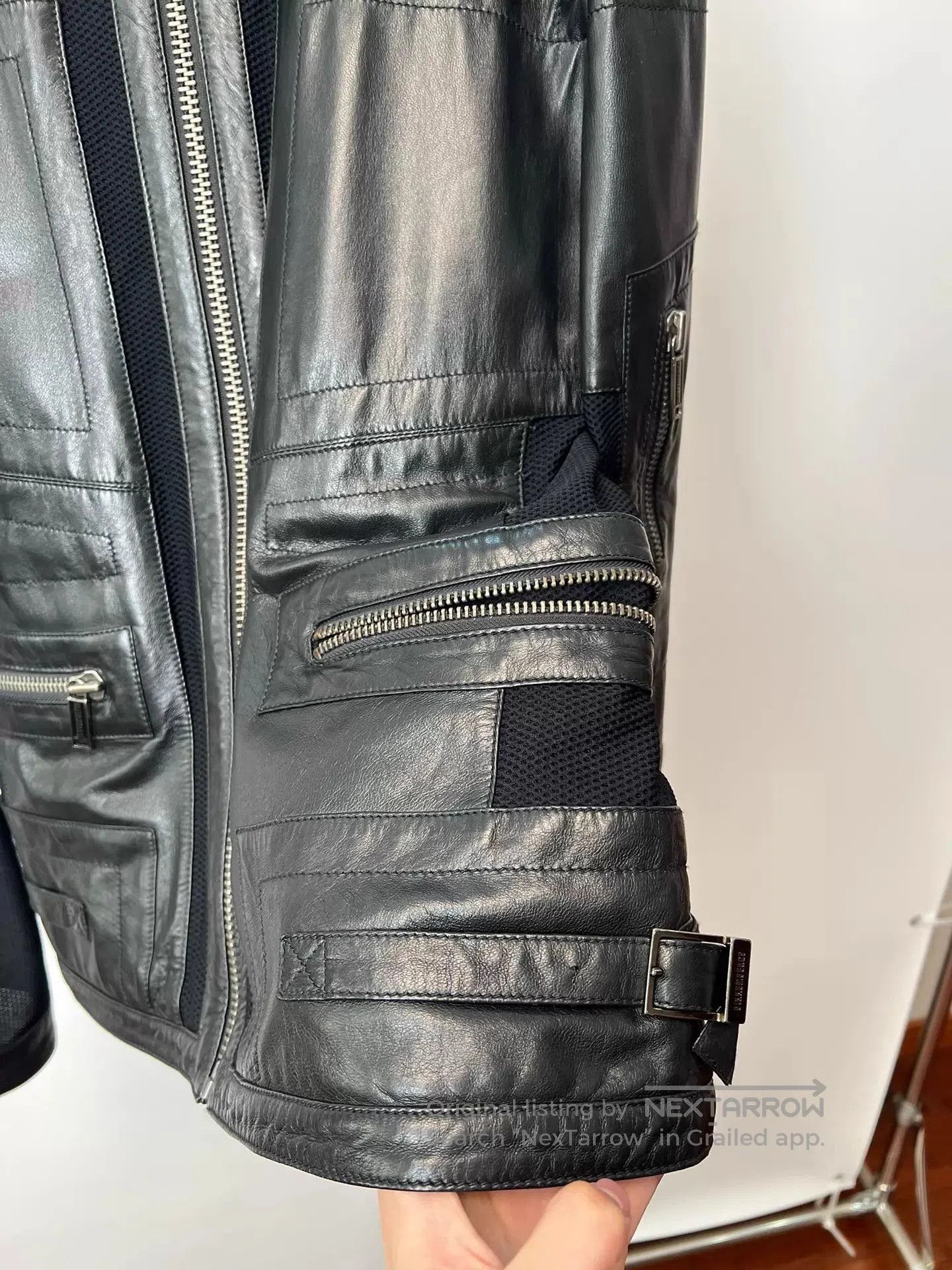 Dirk Bikkembergs Black Leather and Mesh Zip-Up Jacket. Size US M / EU 48-50 / 2 - 5 Thumbnail