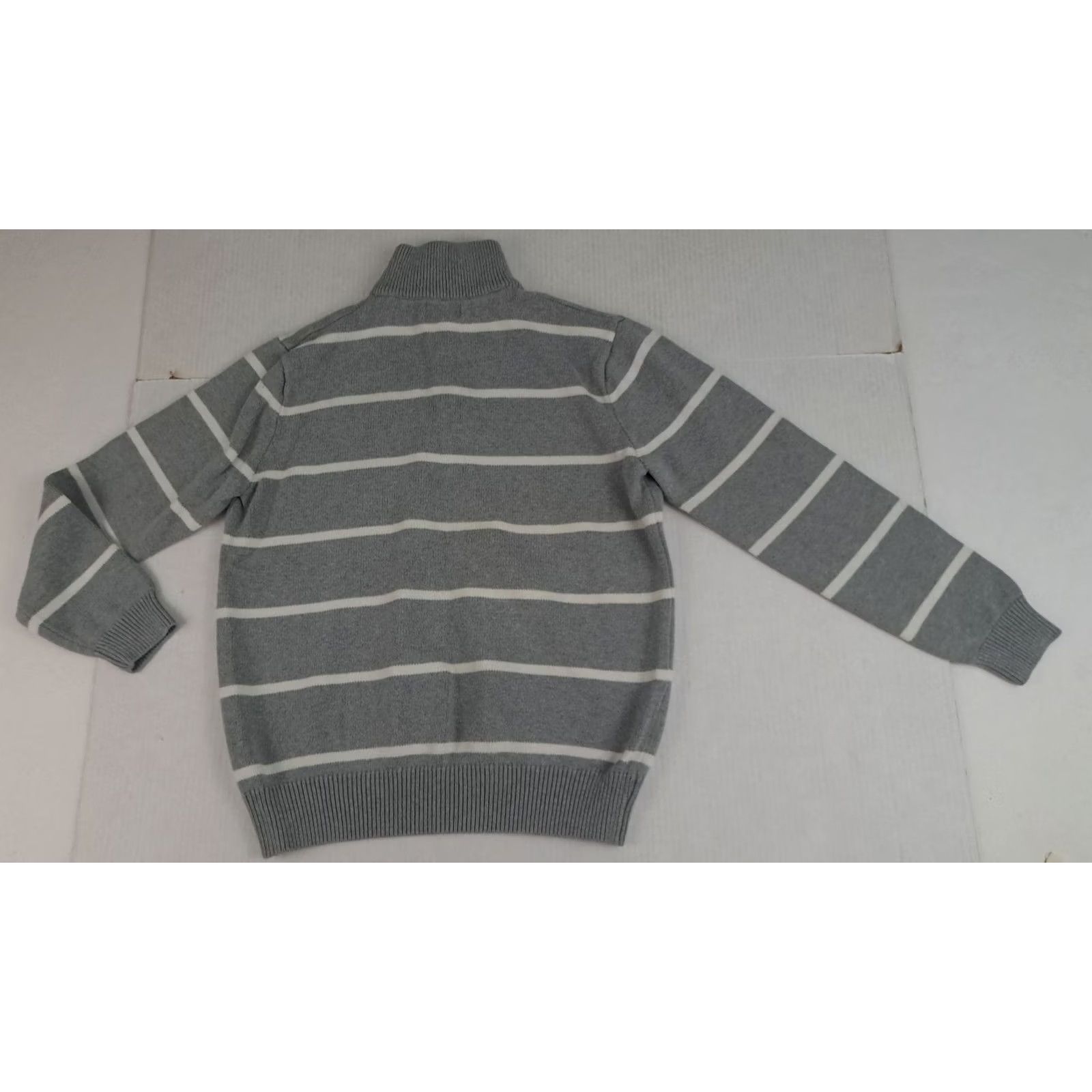 Ralph Lauren VINTAGE Ralph Lauren Jeans Company 1/4 Zip Polo Sweater Grey Striped Knit Long Sleeve Mens M Regular Pullover Size US M / EU 48-50 / 2 - 8 Thumbnail