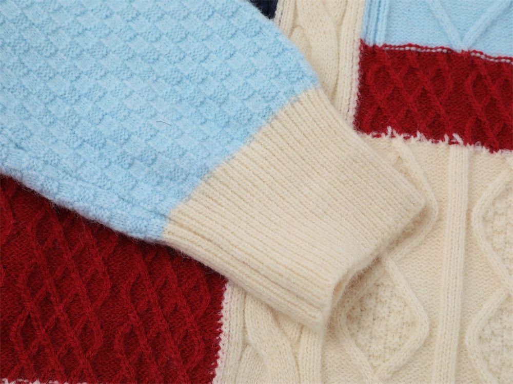 Vintage Men's asymmetrical plaid knitted stitching sweater y2k Size US M / EU 48-50 / 2 - 5 Thumbnail