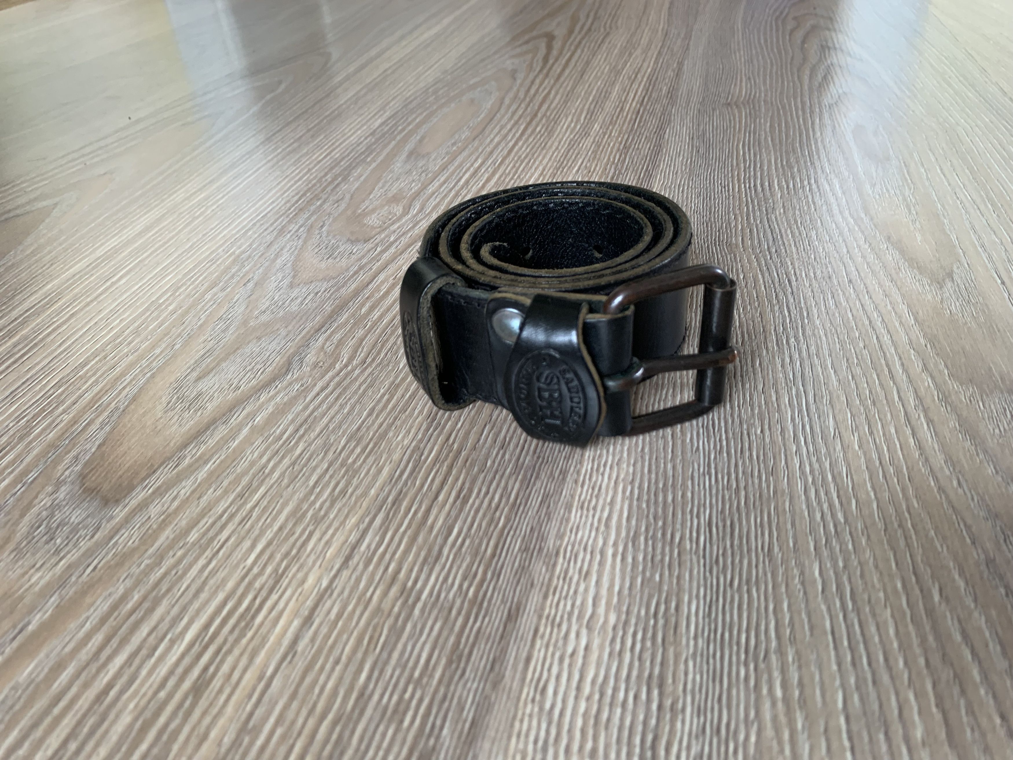 Handmade × Vintage Saddlery SBH Hand Made Unisex Black Leather Belt Size ONE SIZE - 1 Thumbnail