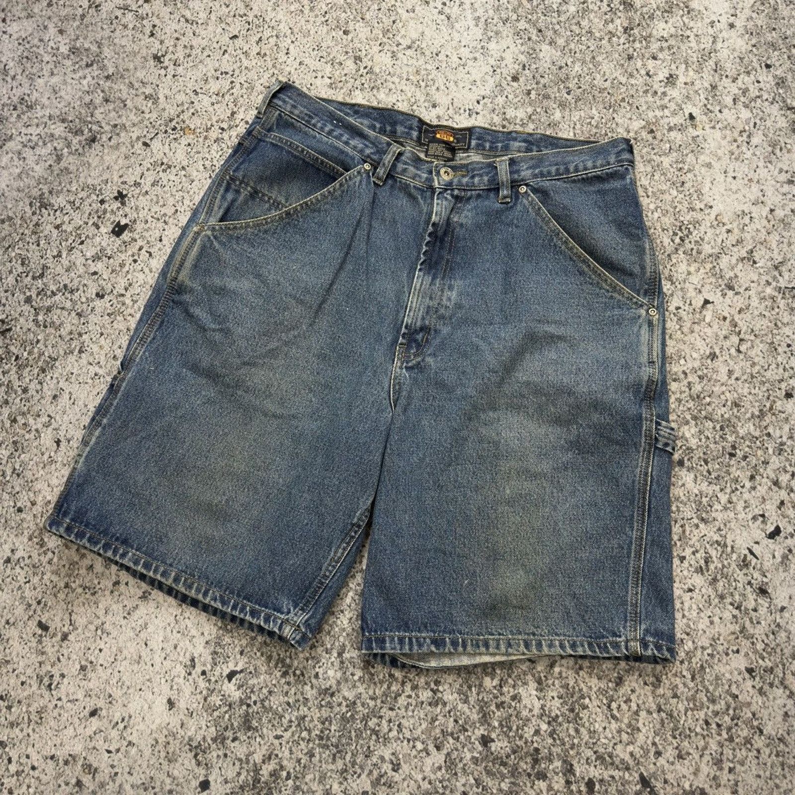 Vintage Faded Thrashed Distressed Denim Carpenter Shorts ERD Grunge Size US 36 / EU 52 - 5 Thumbnail