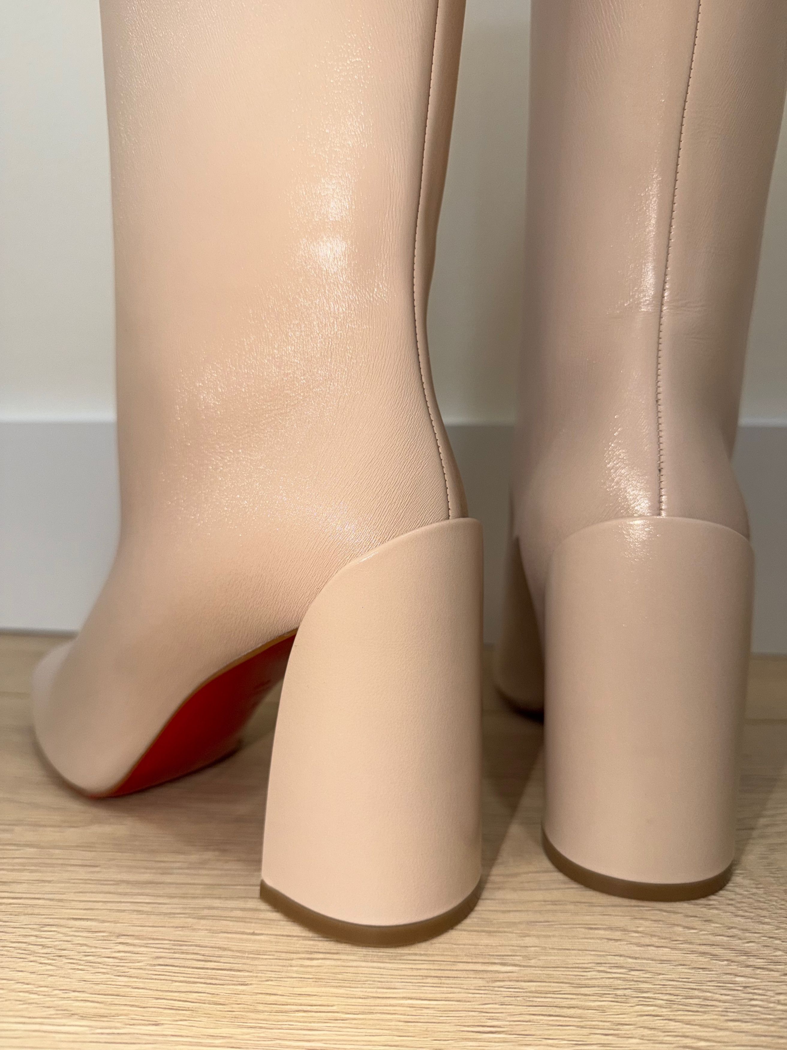 Christian Louboutin Janitta 85 Pearl Beige Sugar Leather Knee High Heel Boot 37 Size US 7 / IT 37 - 13 Thumbnail