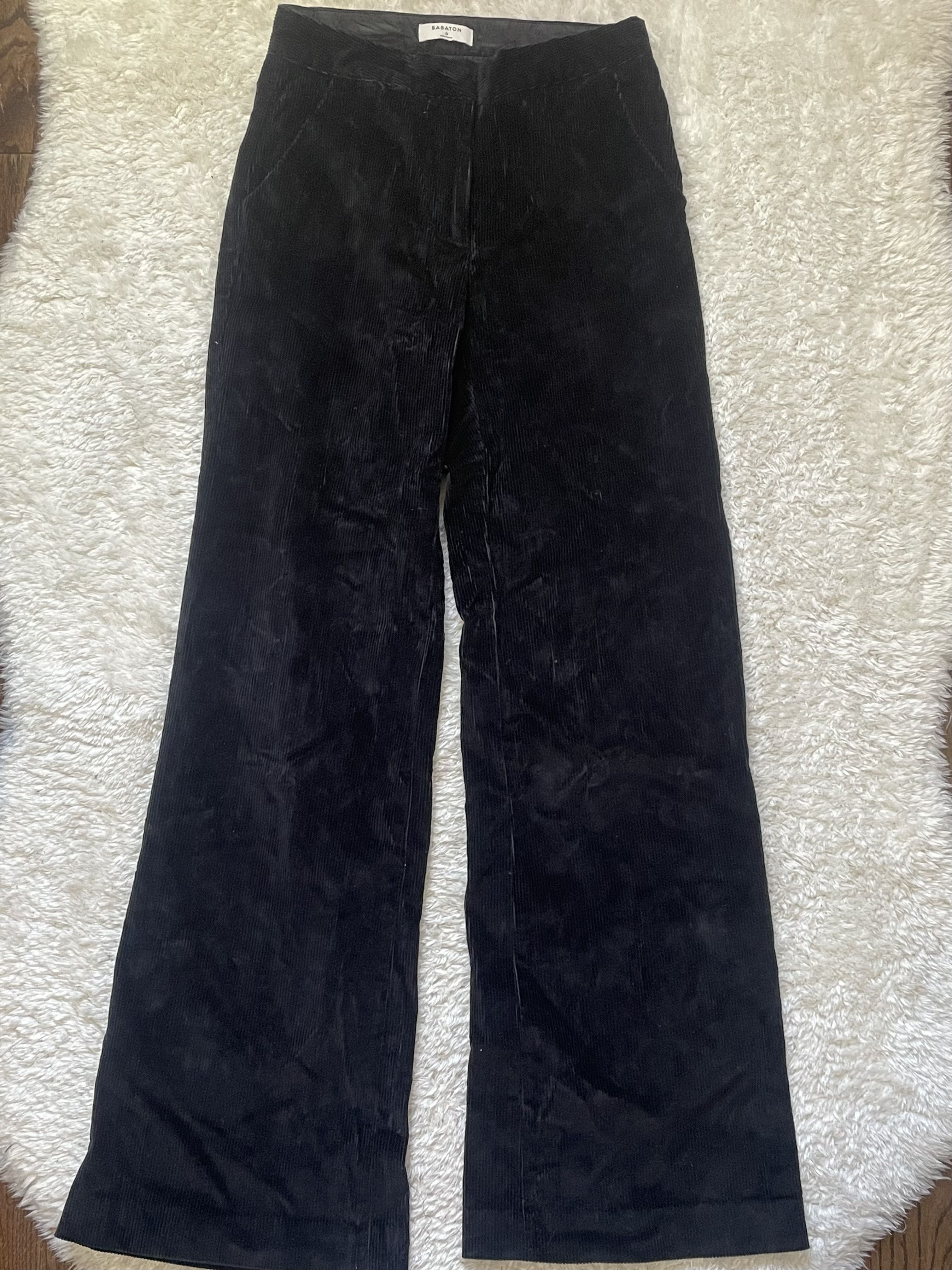 Aritzia Black Corduroy Wide Leg Pants Size 25" / US 0 / IT 36 - 2 Thumbnail