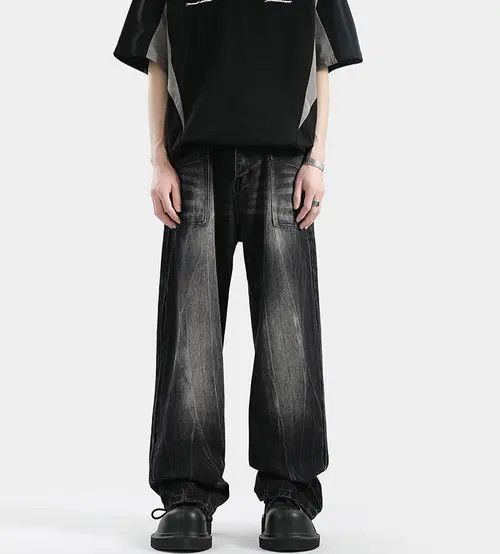 VIBE American street men's cleanfit washed straight flared jeans Size US 32 / EU 48 - 5 Thumbnail