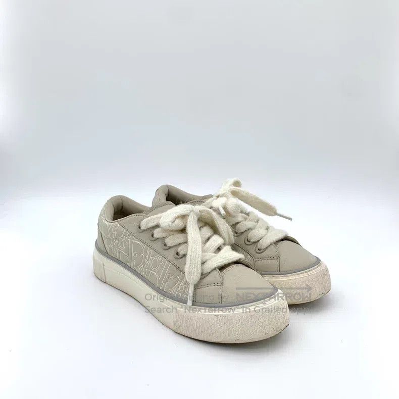 Dior Dior B33 beige logo printed round-toe cowhide lace-laced c Size US 7.5 / IT 37.5 - 2 Thumbnail