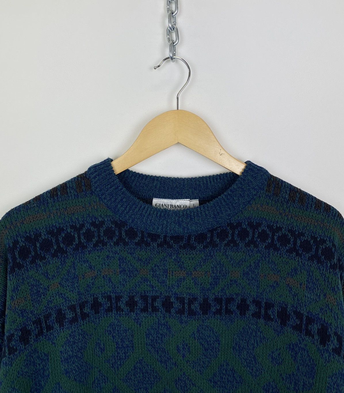 Gianfranco Ferre Vintage Gianfranco Ferre Knitwear For Men Sweater Green Blue Size US L / EU 52-54 / 3 - 2 Thumbnail