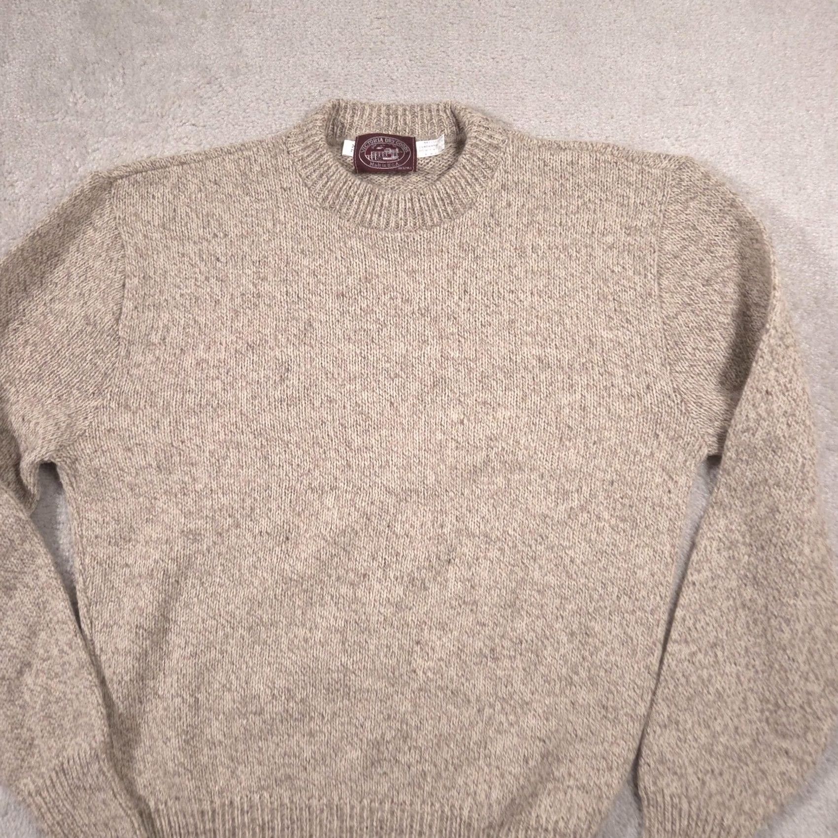 Vintage Victoria Dry Goods Sweater Mens XL Beige Wool Crewneck Knit Pullover Made USA Size US XL / EU 56 / 4 - 3 Thumbnail