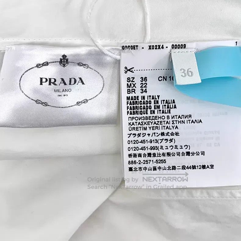 Prada Prada 23 white logo letter embroidery cotton lapel single- Size XXS / US 00 / IT 34 - 7 Thumbnail