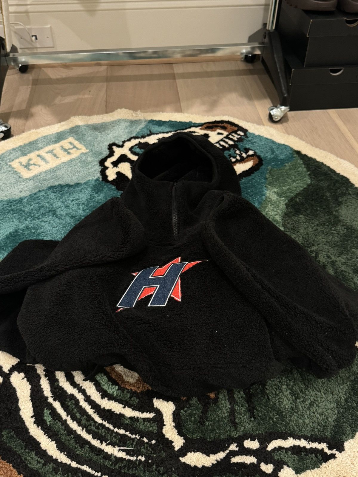 image of Hmddla H-Star Balaclava Sherpa Fleece Jacket in Black, Men's (Size Medium)