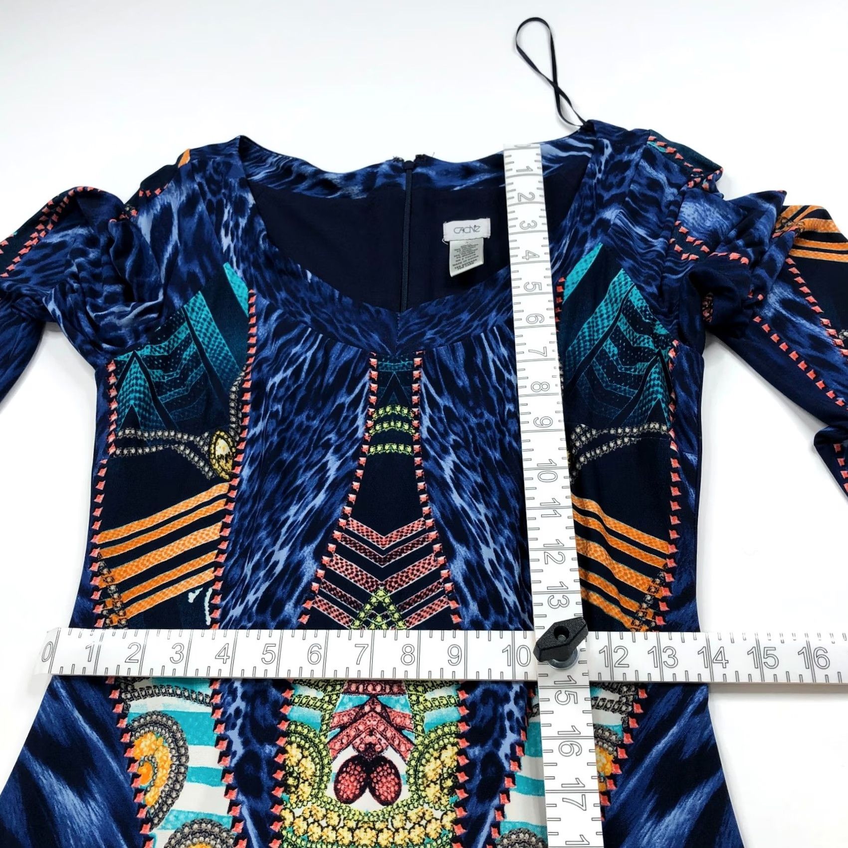 Vintage Cache 6 Sheath Dress Geometric Abstract Zip Blue MINT Size M / US 6-8 / IT 42-44 - 6 Thumbnail