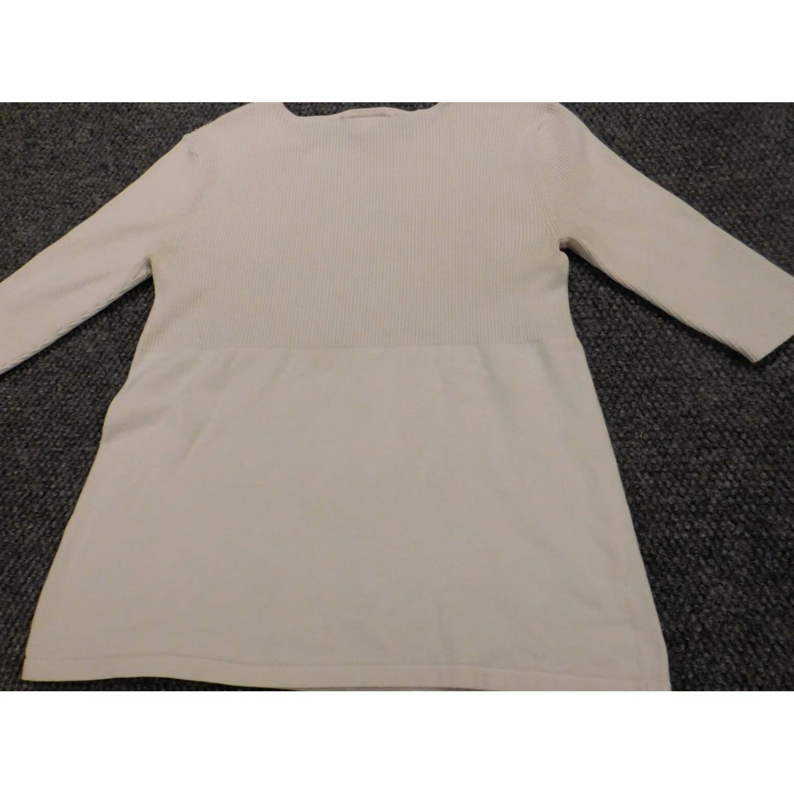 Ann Taylor Ann Taylor Womens Sweater M White pullover Crew Neck Cable-Knit Knit Stretch Casual Regular Size M / US 6-8 / IT 42-44 - 7 Thumbnail
