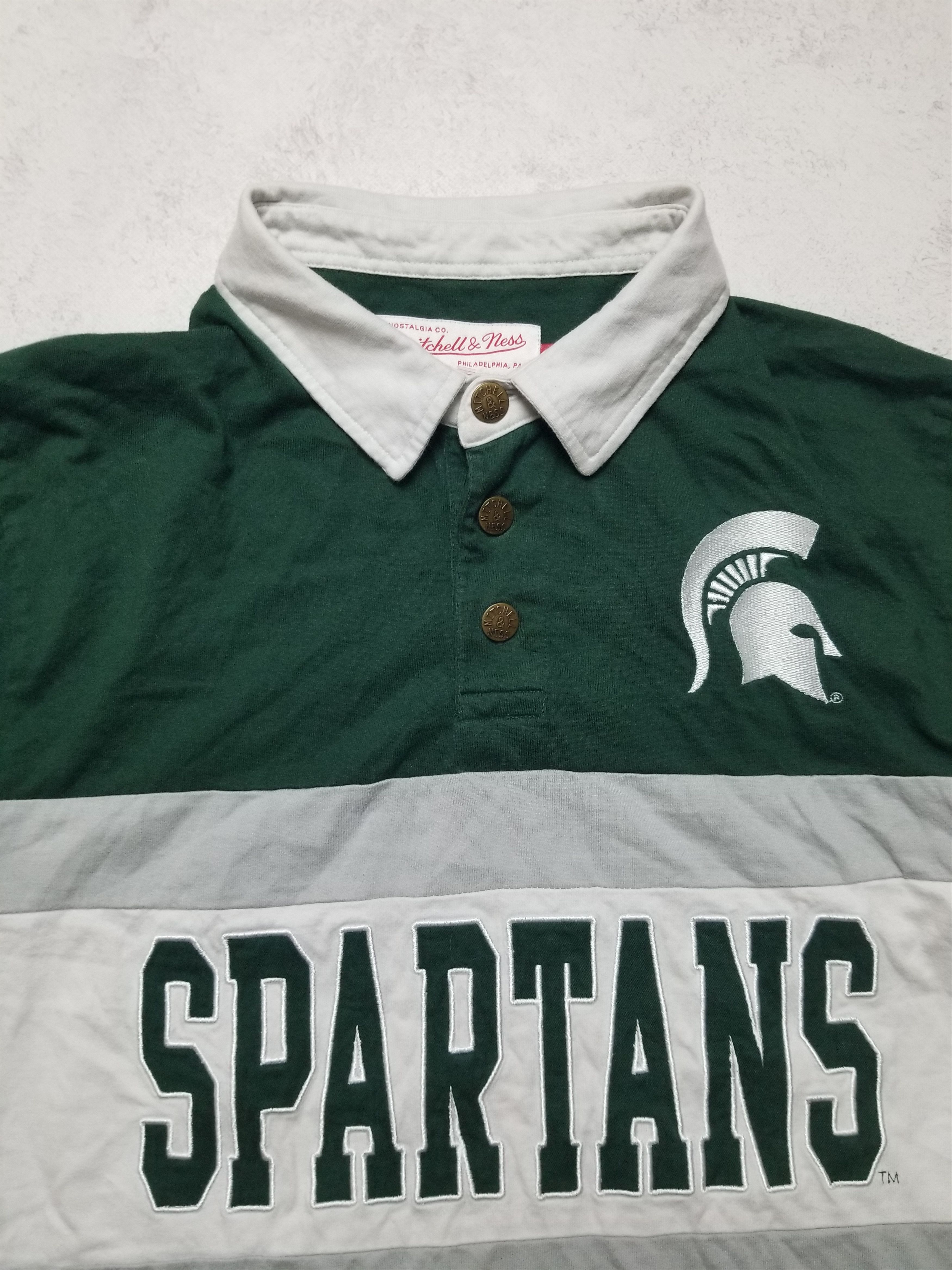 Mitchell & Ness Michigan Spartans Embroidered Rugby Long Sleeve Polo NCAA Size US M / EU 48-50 / 2 - 3 Thumbnail