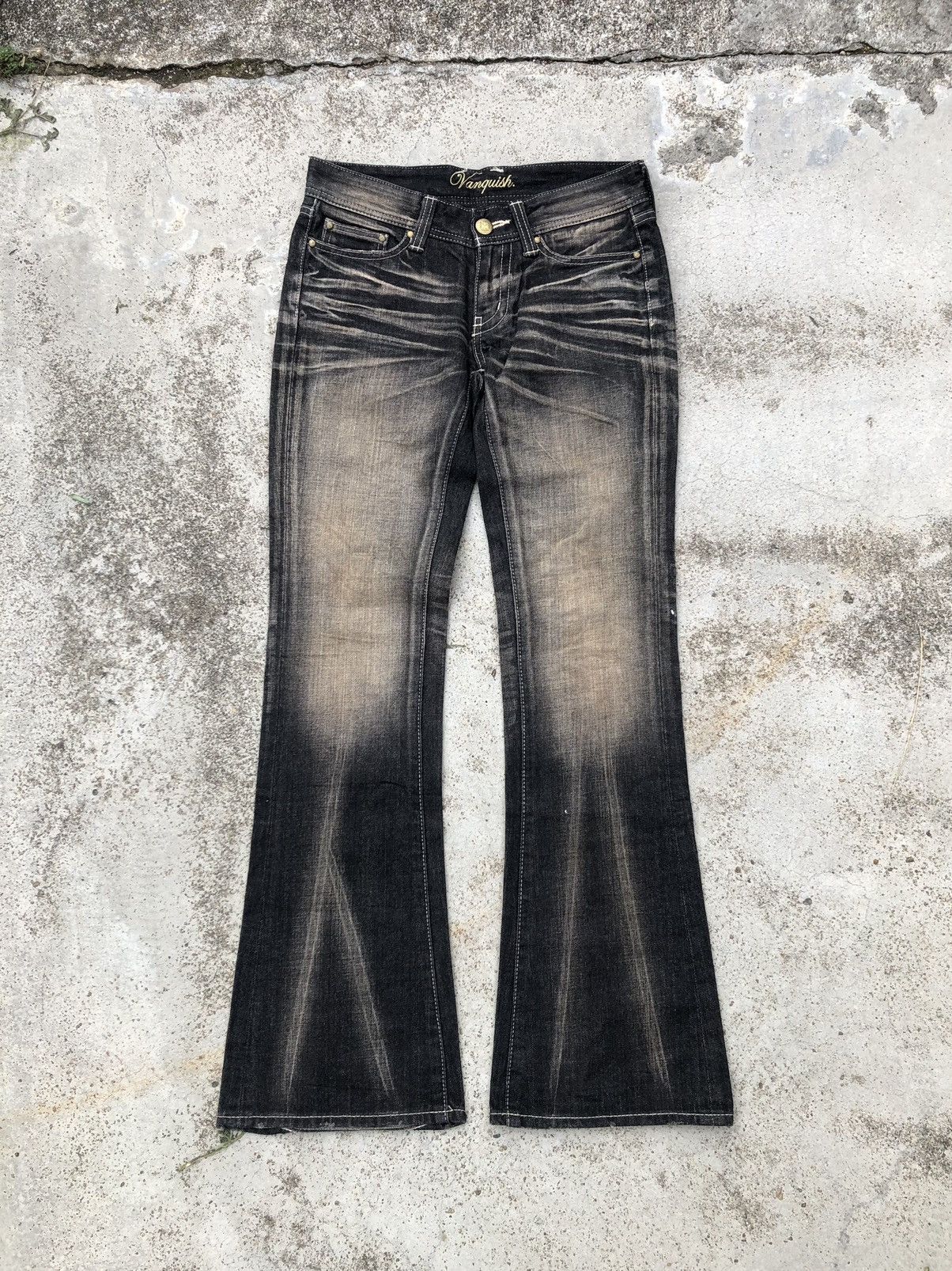 If Six Was Nine × Vanquish FLARED⚡️⚡️VANQUISH GOLD RUSTY BLACK DENIM Size 29" - 1 Thumbnail