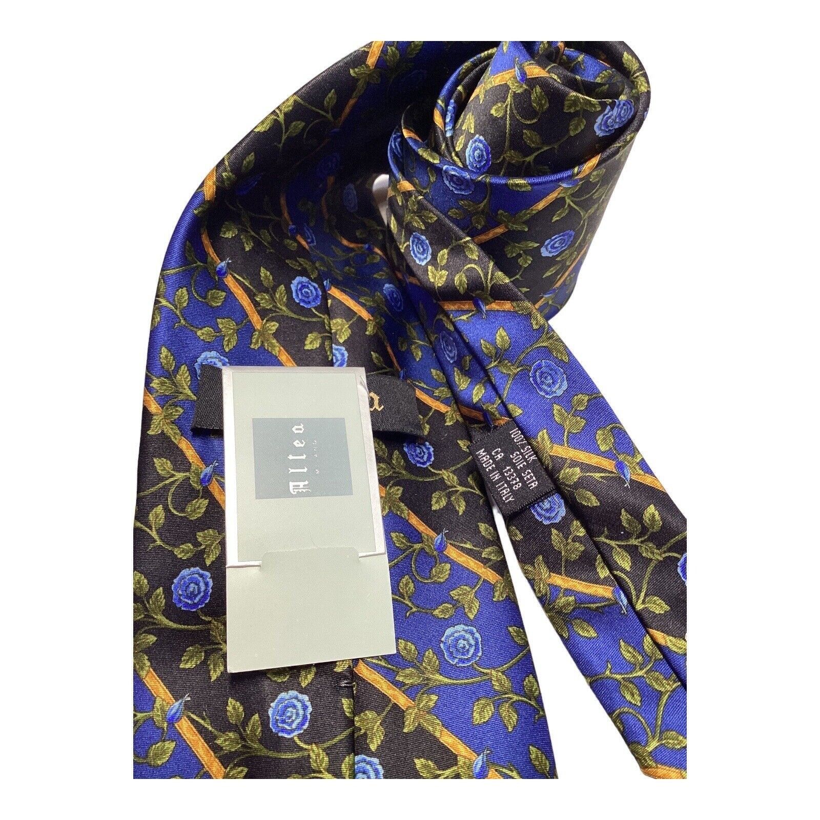 Altea ALTEA MILANO Blue Flower Print Luxury Designer Silk Tie Made Size ONE SIZE - 3 Thumbnail